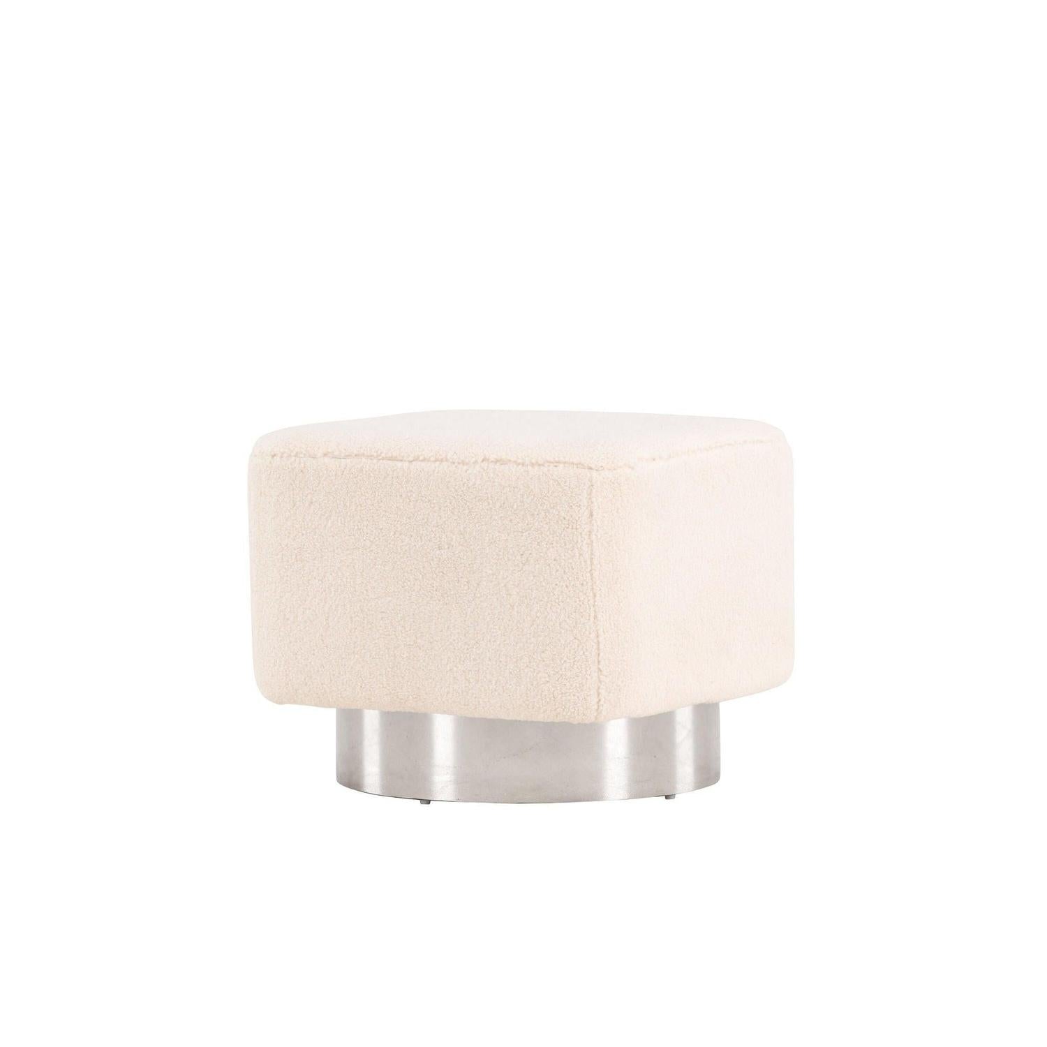 Pouf Newton aus Fleece - Kalkweiß & Silber-Pouf-Venture Home-le canapé