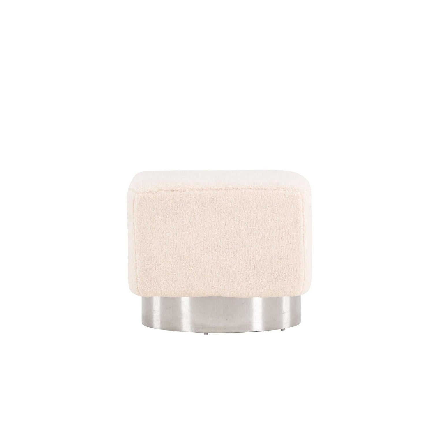 Pouf Newton aus Fleece - Kalkweiß & Silber-Pouf-Venture Home-le canapé