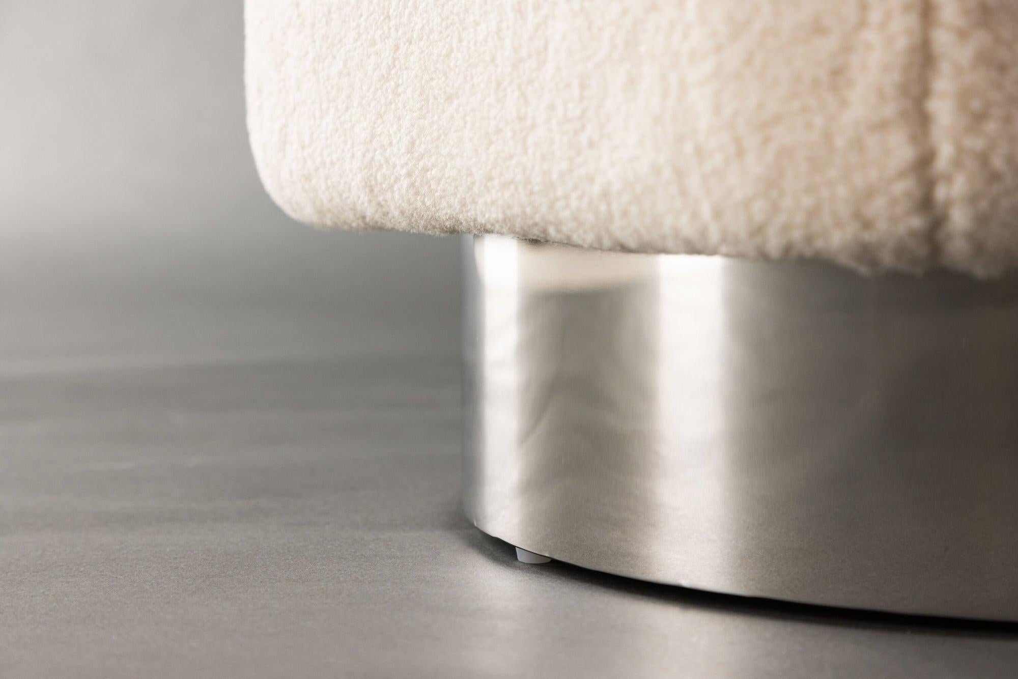 Pouf Newton aus Fleece - Kalkweiß & Silber-Pouf-Venture Home-le canapé