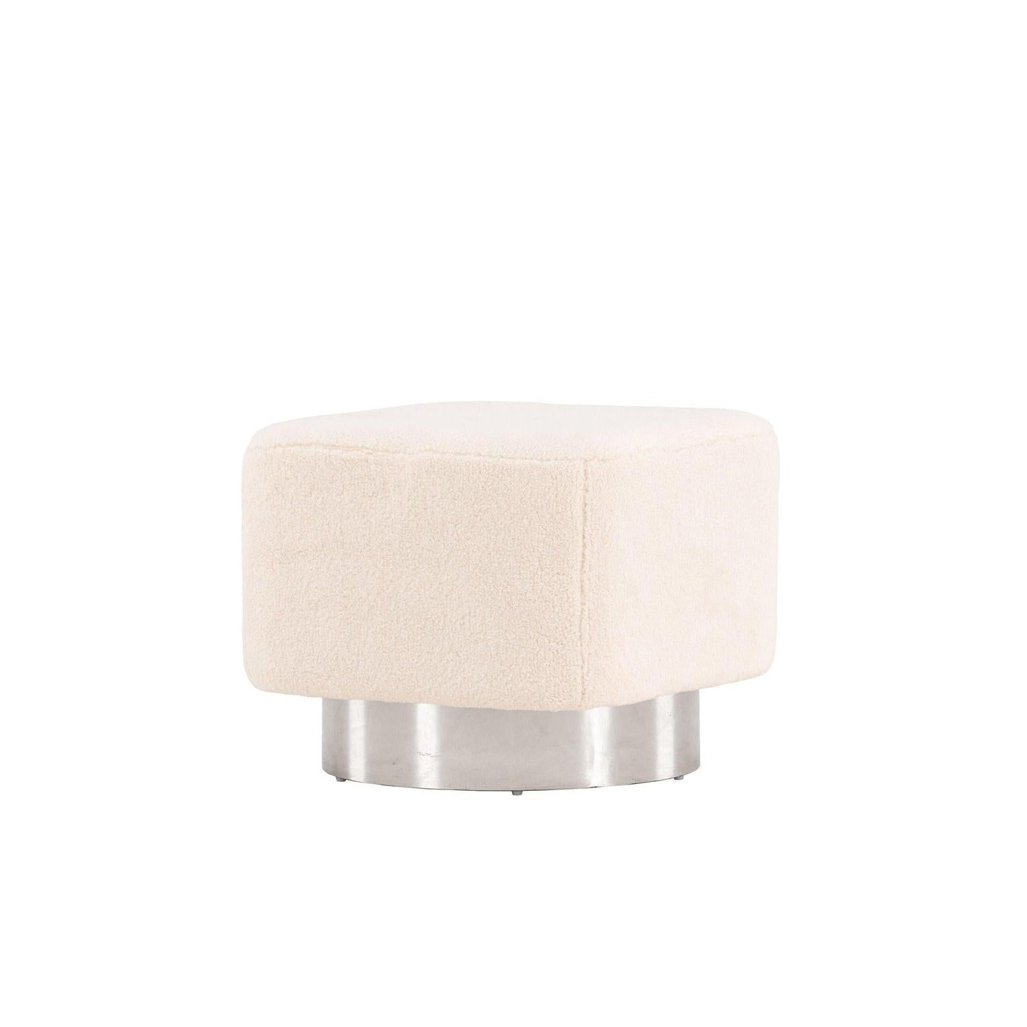 Pouf Newton aus Fleece - Kalkweiß & Silber-Pouf-Venture Home-le canapé