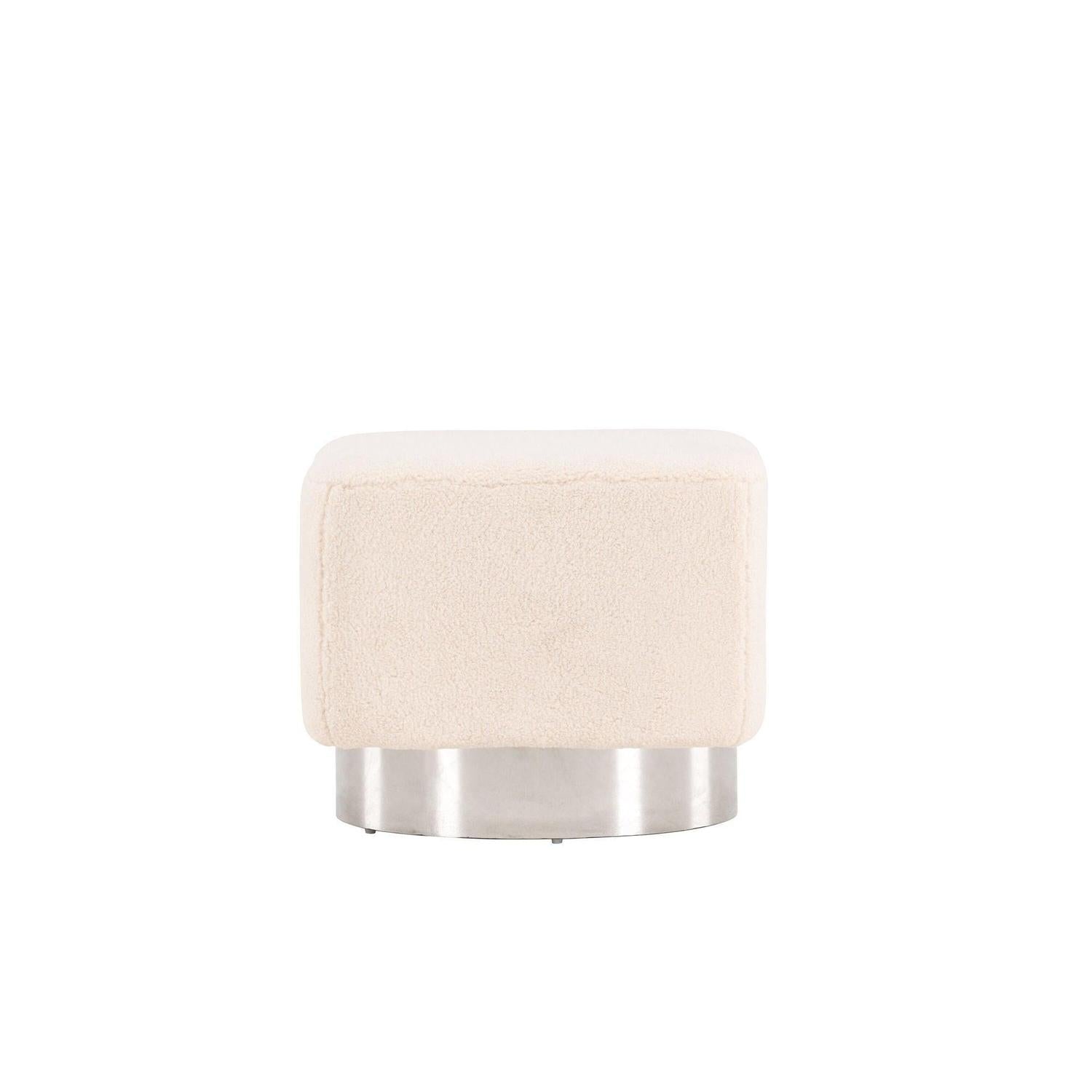 Pouf Newton aus Fleece - Kalkweiß & Silber-Pouf-Venture Home-le canapé