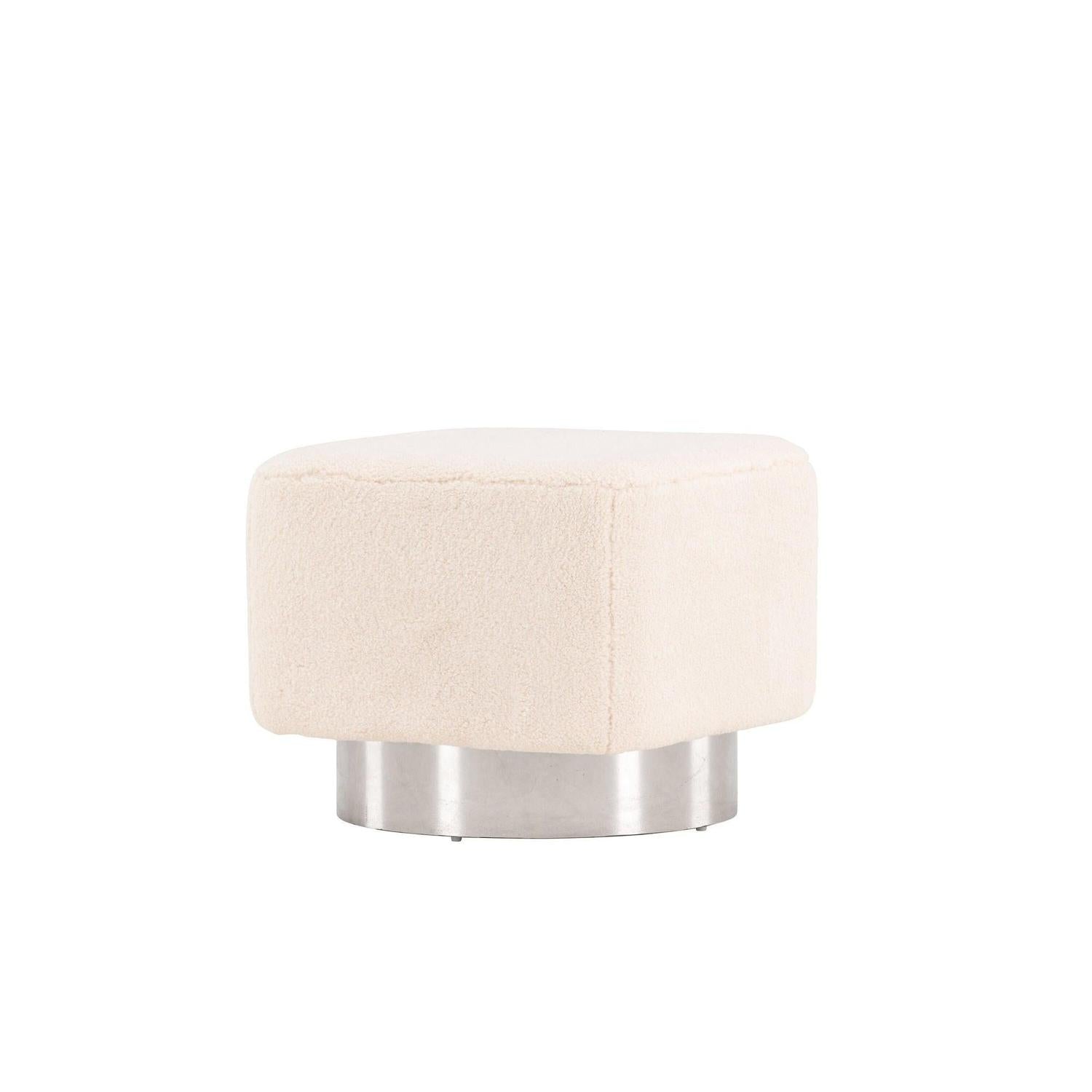 Pouf Newton aus Fleece - Kalkweiß & Silber-Pouf-Venture Home-le canapé