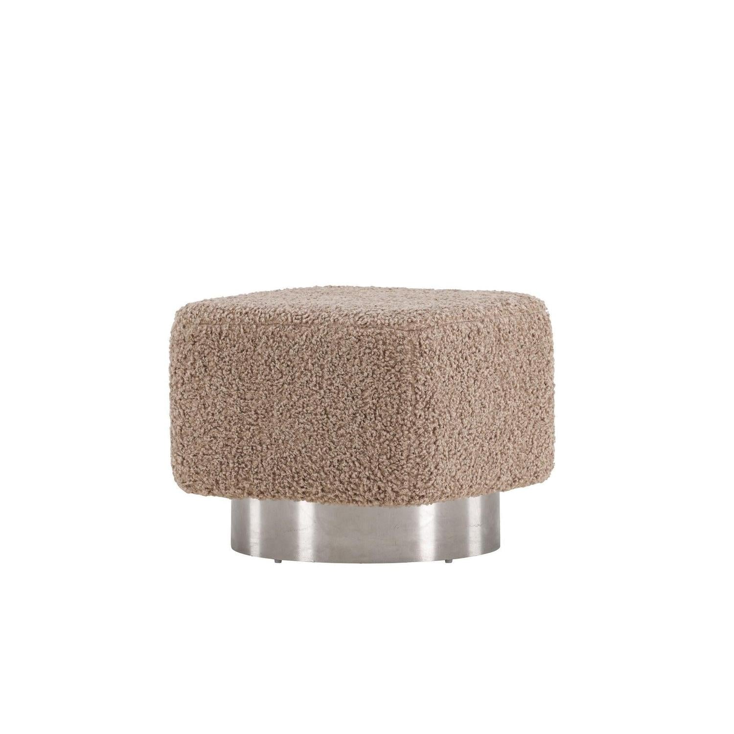 Pouf Newton aus Teddy Bouclé 45*45cm - Beige & Silber-Pouf-Venture Home-le canapé