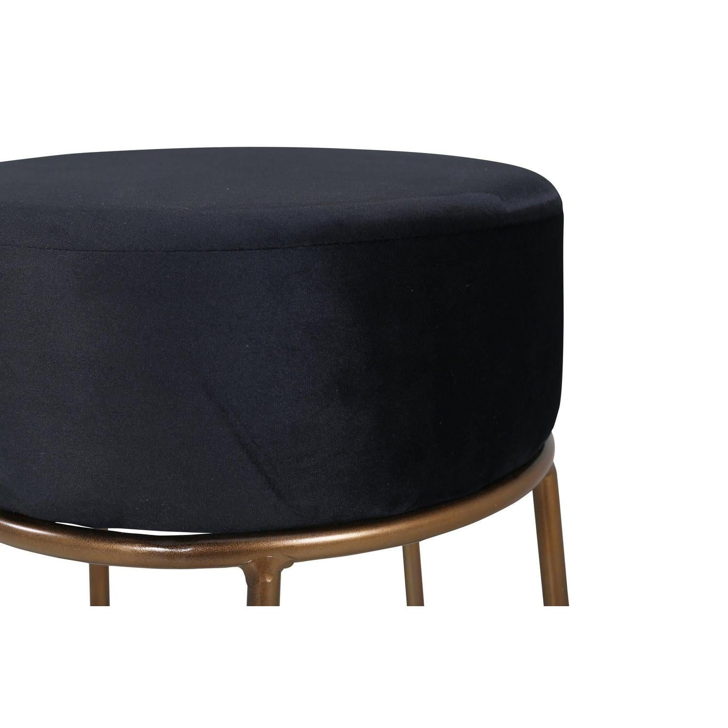 Pouf Petra aus Samt - Schwarz & Kupfer-Hocker-Venture Home-le canapé
