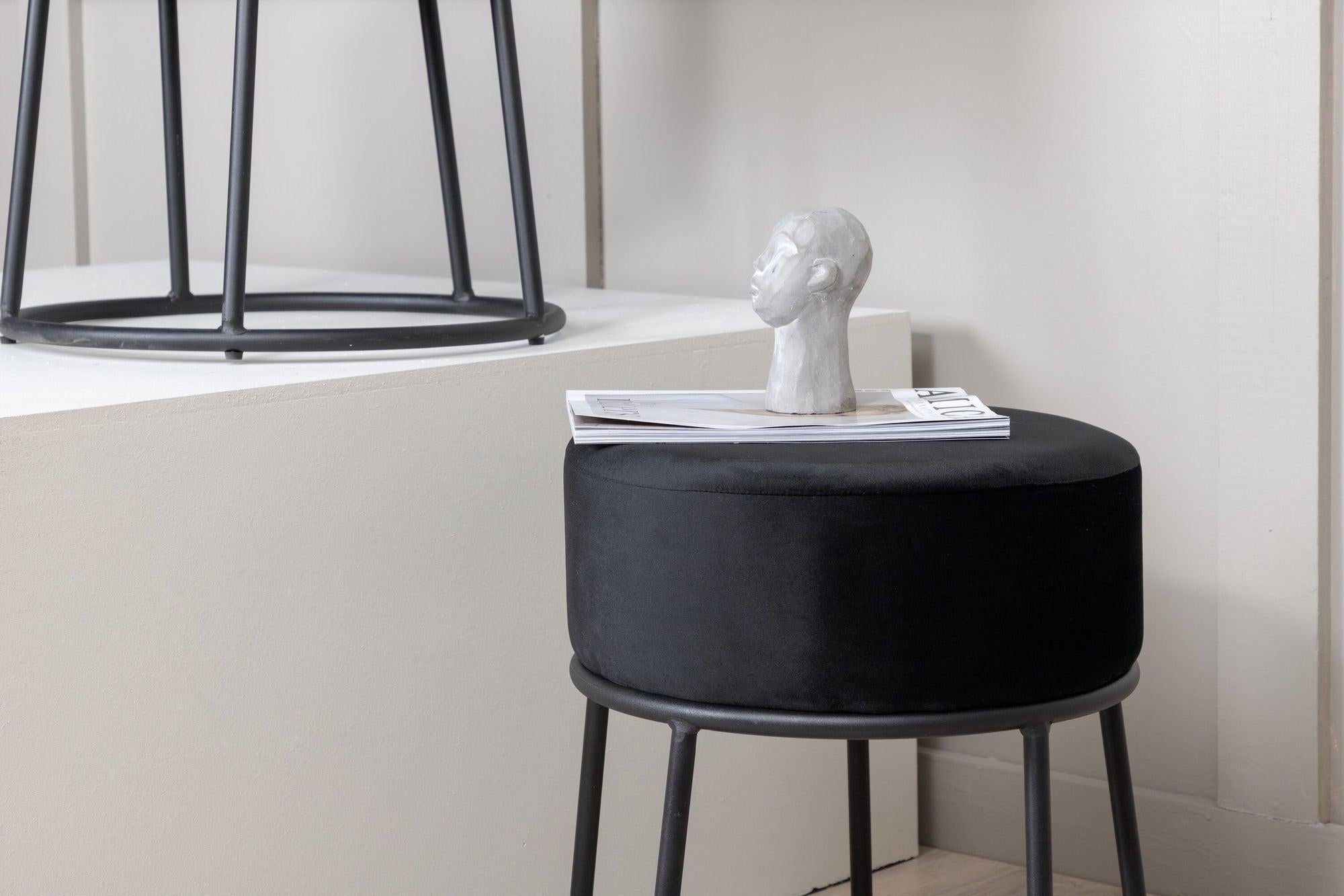 Pouf Petra Ø46cm aus Samt - Schwarz-Hocker-Venture Home-le canapé