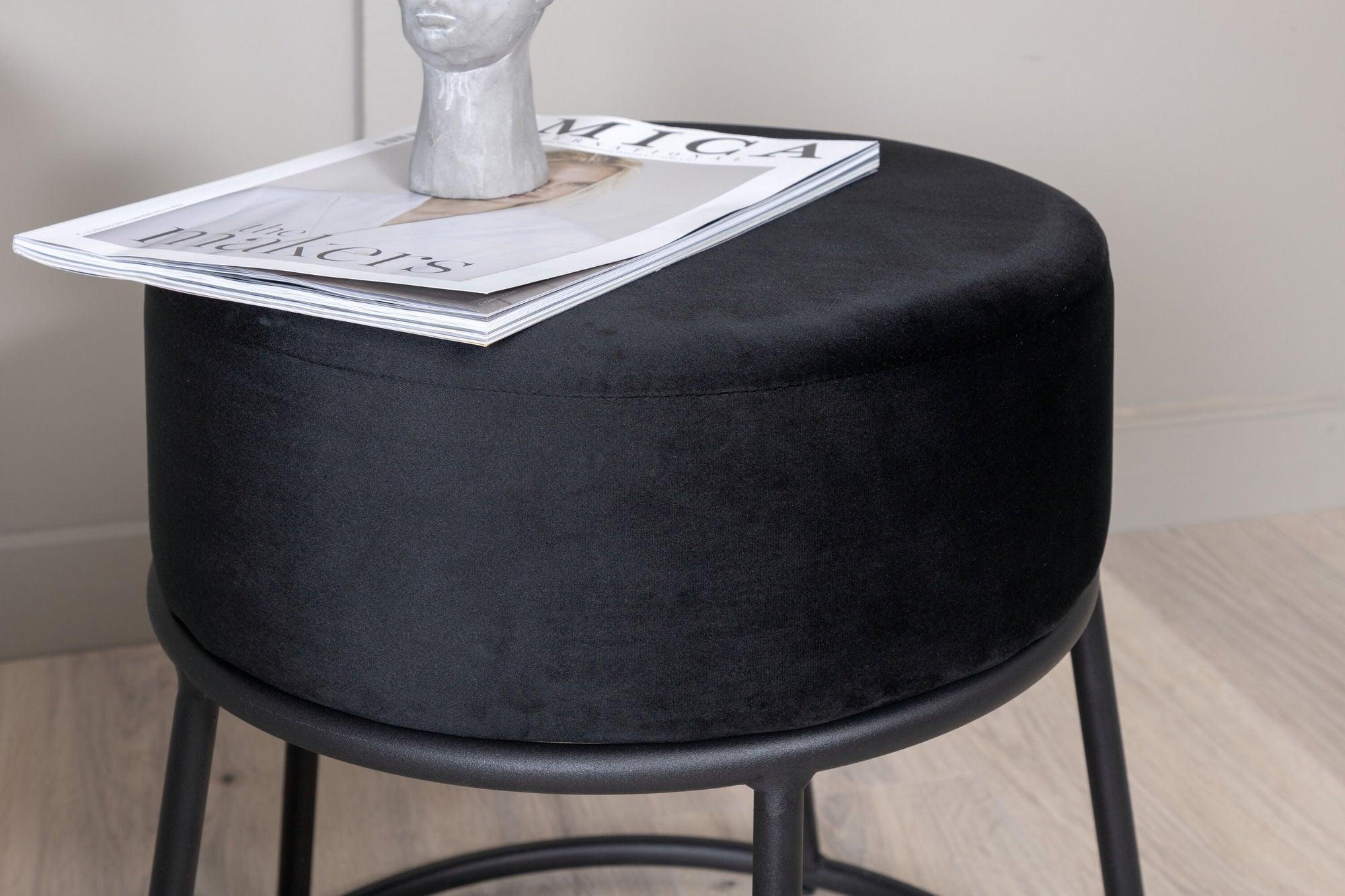 Pouf Petra Ø46cm aus Samt - Schwarz-Hocker-Venture Home-le canapé