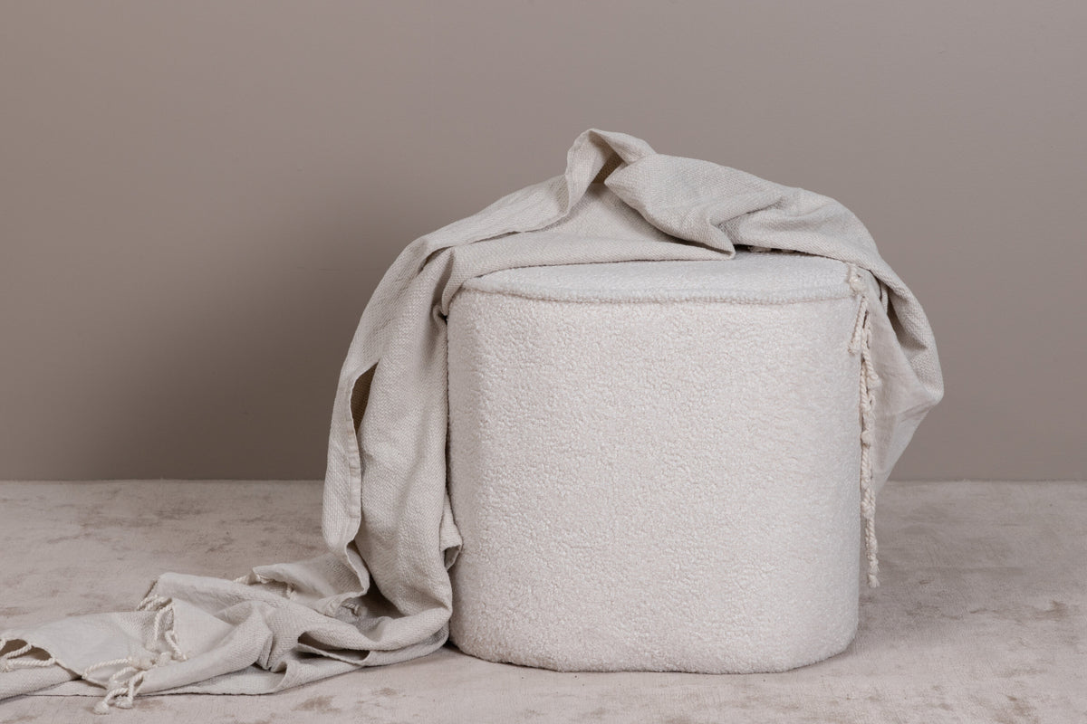 Pouf Piff aus Stoff Teddystoff - Weiß-Poufs-Venture Home-le canapé