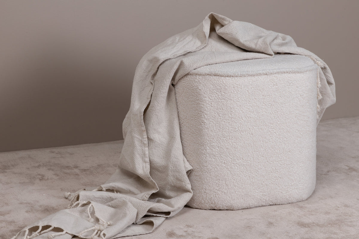Pouf Piff aus Stoff Teddystoff - Weiß-Poufs-Venture Home-le canapé