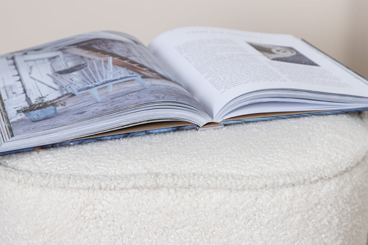 Pouf Piff aus Stoff Teddystoff - Weiß-Poufs-Venture Home-le canapé