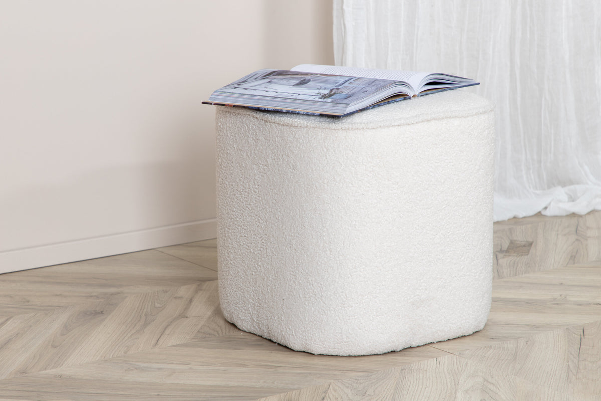 Pouf Piff aus Stoff Teddystoff - Weiß-Poufs-Venture Home-le canapé