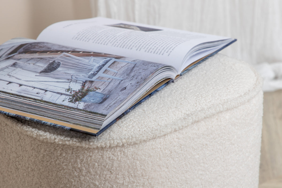 Pouf Piff aus Stoff Teddystoff - Weiß-Poufs-Venture Home-le canapé