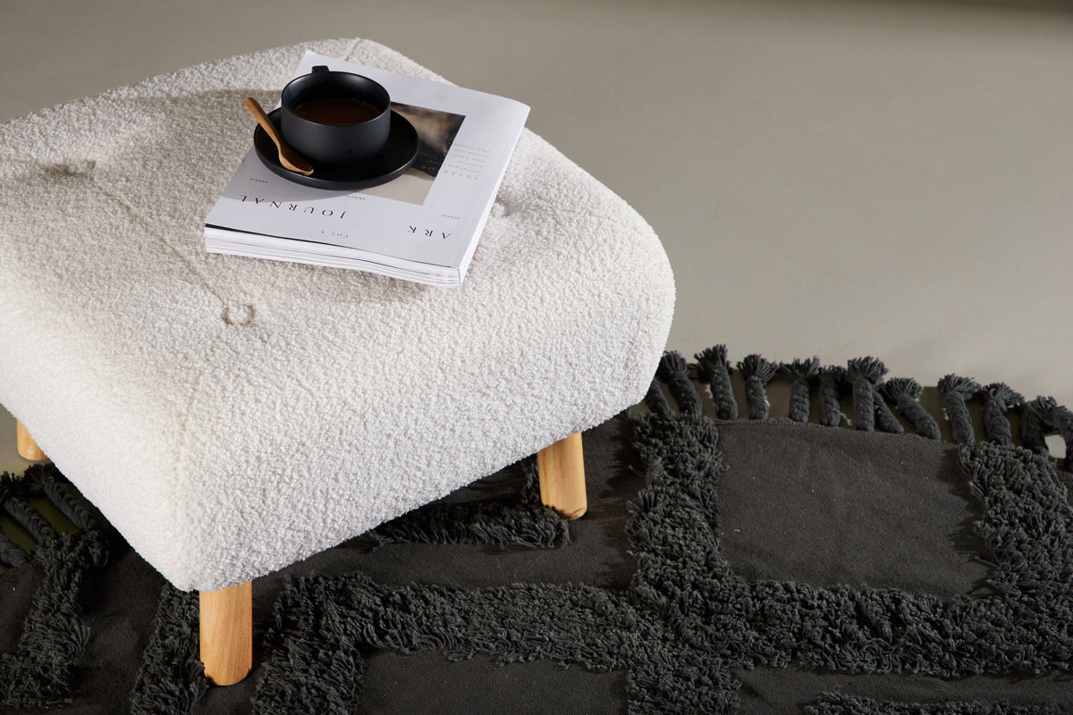 Pouf Salina aus Stoff Teddy - Weiß-Poufs-Venture Home-le canapé