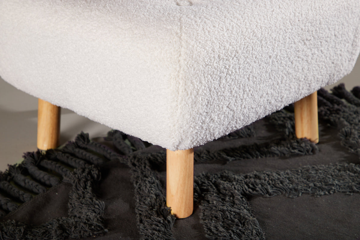 Pouf Salina aus Stoff Teddy - Weiß-Poufs-Venture Home-le canapé
