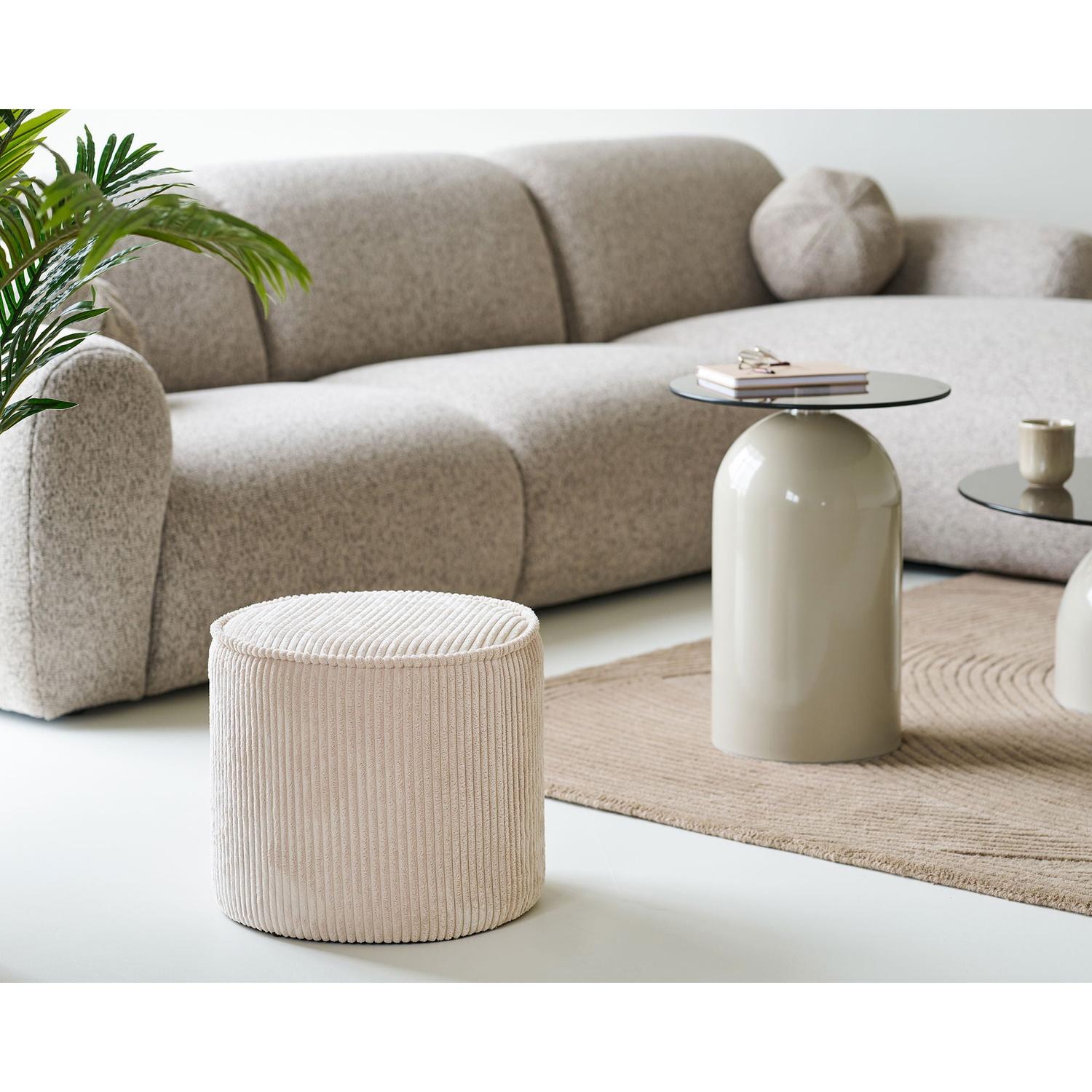 Pouf Taupo aus Cord Ø40cm - Beige-Poufs-House Nordic-le canapé