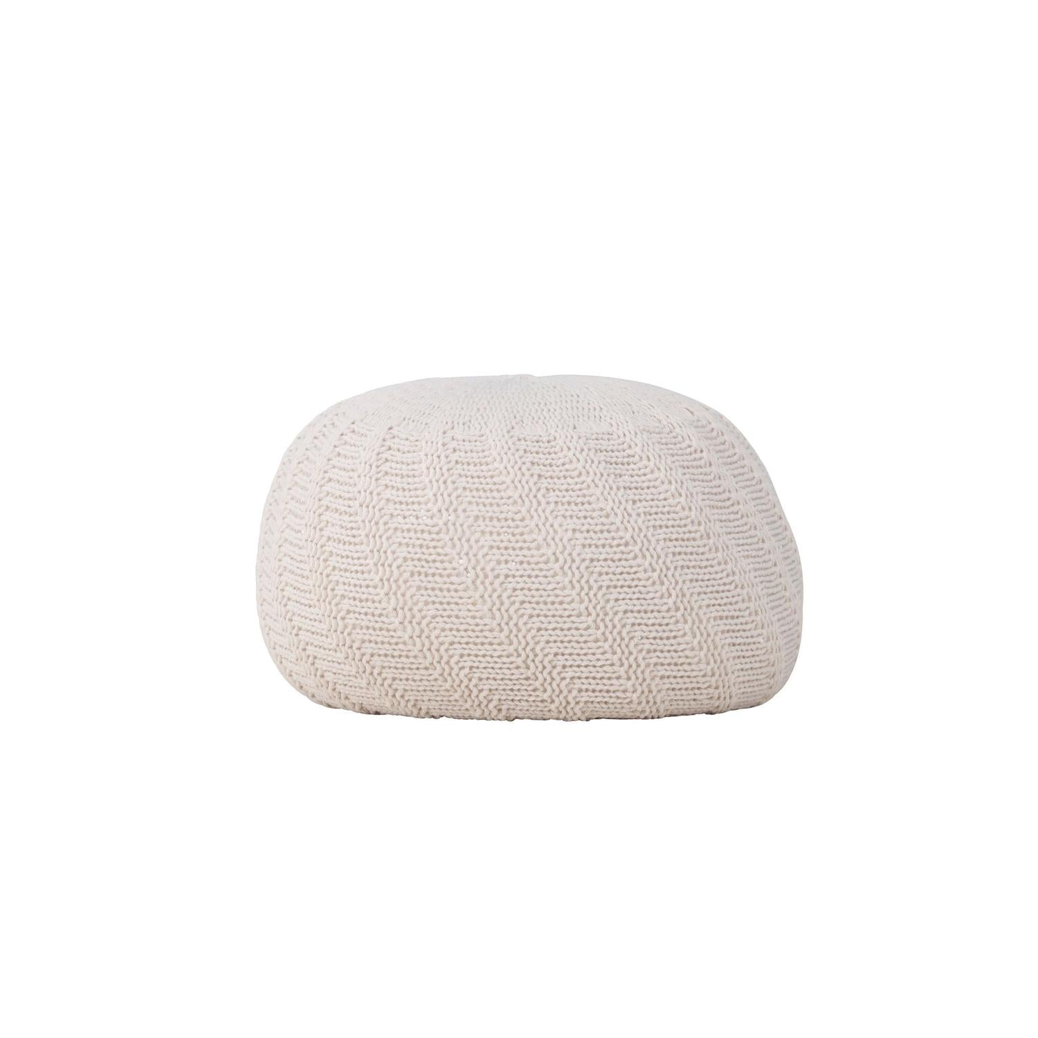 Pouf Ted Ø45cm - Cremeweiß-Strickpouf-Venture Home-le canapé