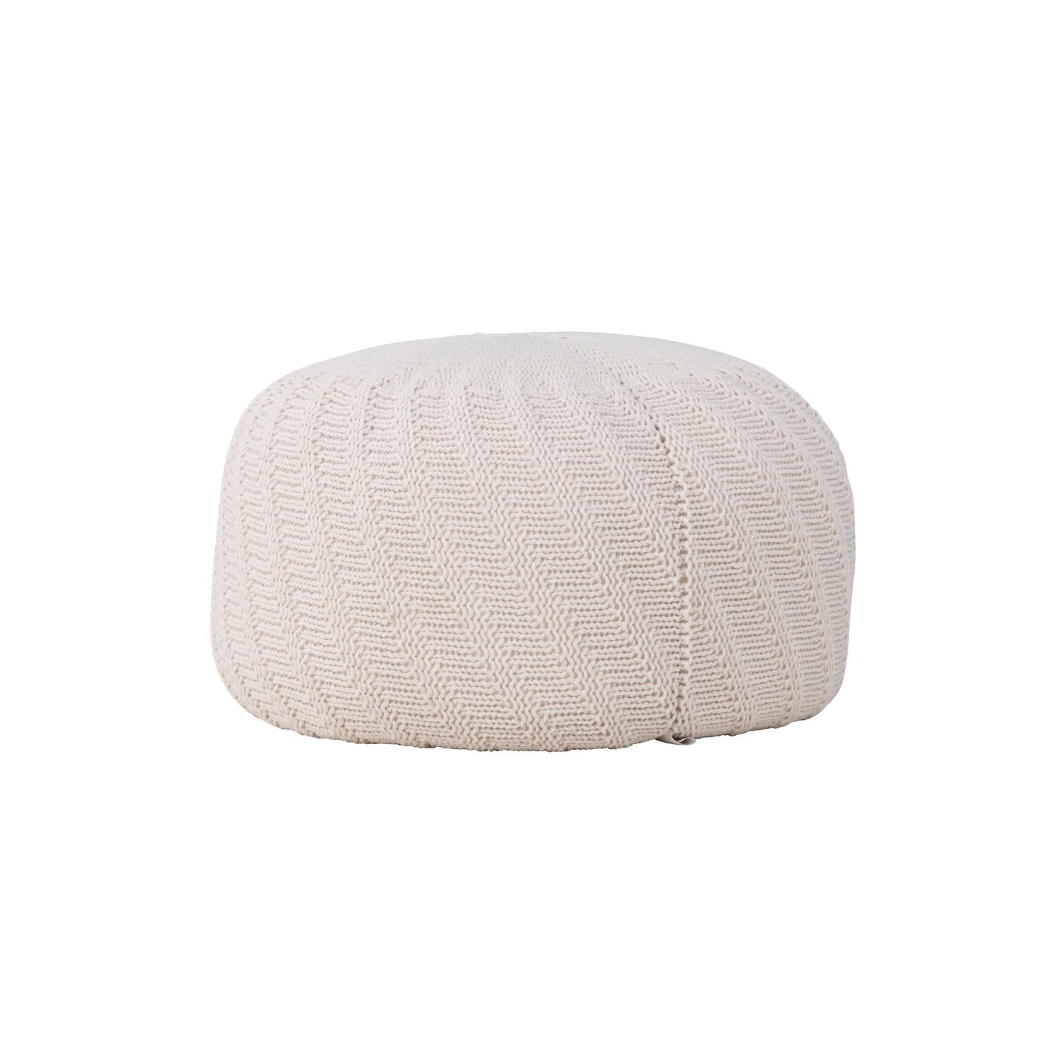 Pouf Ted Ø60cm - Cremeweiß-Strickpouf-Venture Home-le canapé