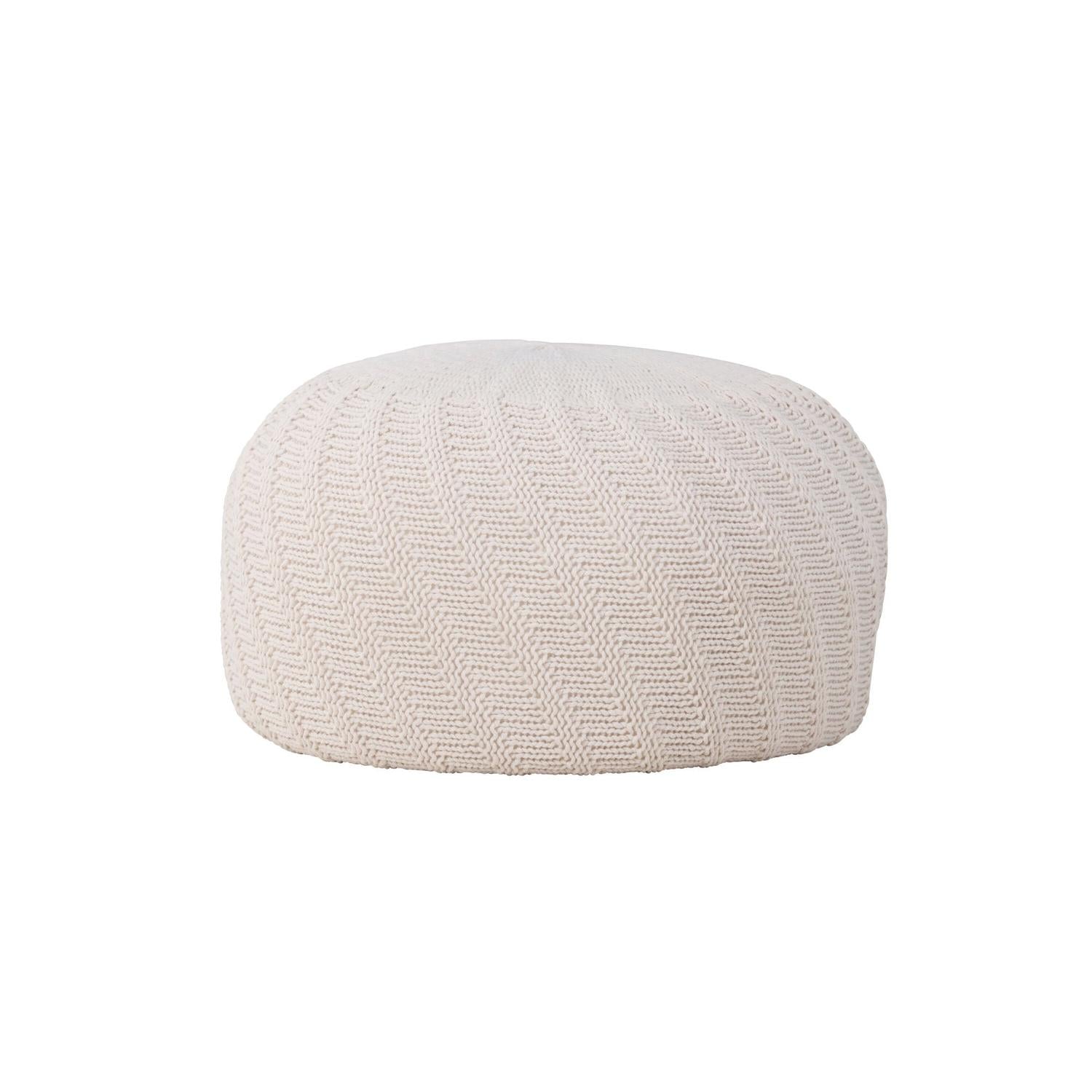 Pouf Ted Ø60cm - Cremeweiß-Strickpouf-Venture Home-le canapé