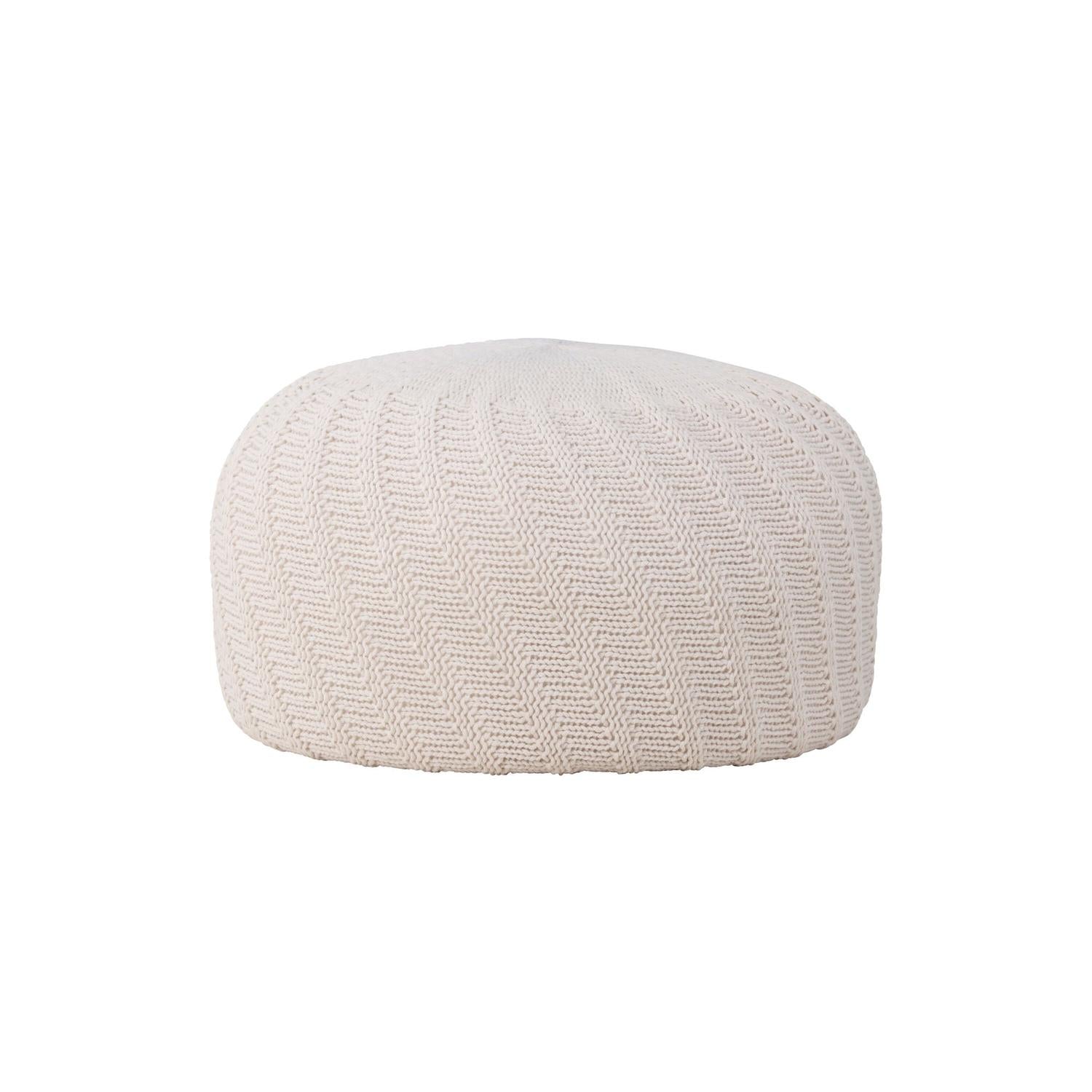 Pouf Ted Ø60cm - Cremeweiß-Strickpouf-Venture Home-le canapé
