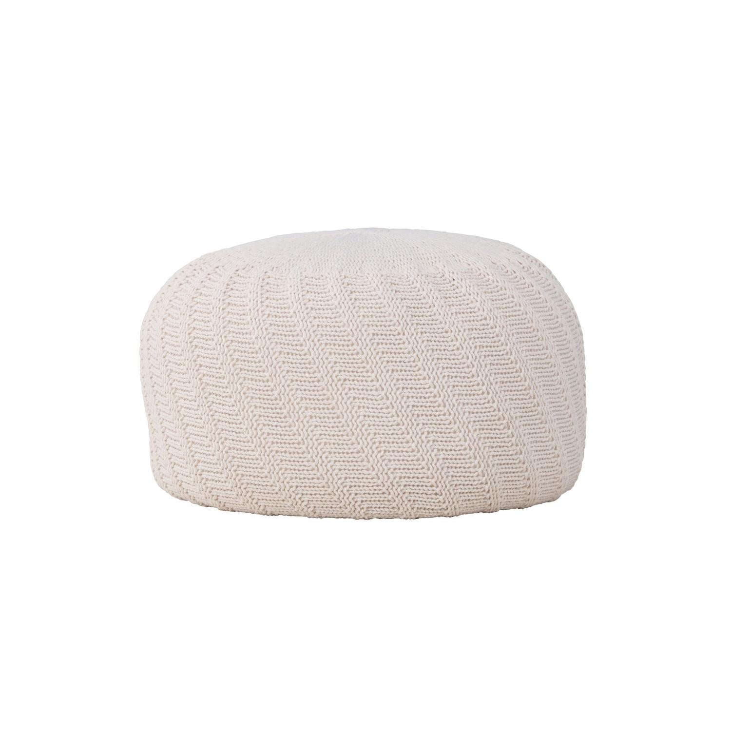 Pouf Ted Ø60cm - Cremeweiß-Strickpouf-Venture Home-le canapé