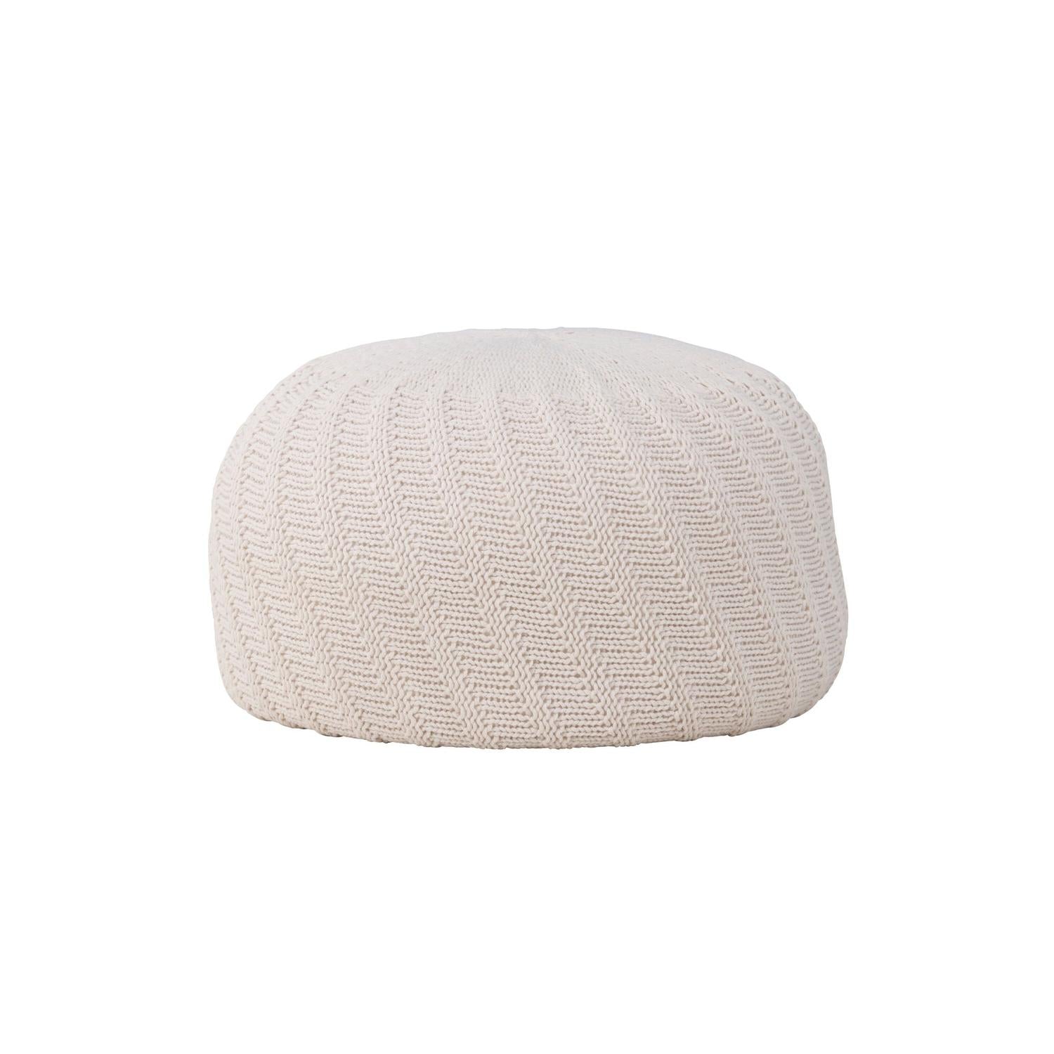 Pouf Ted Ø60cm - Cremeweiß-Strickpouf-Venture Home-le canapé