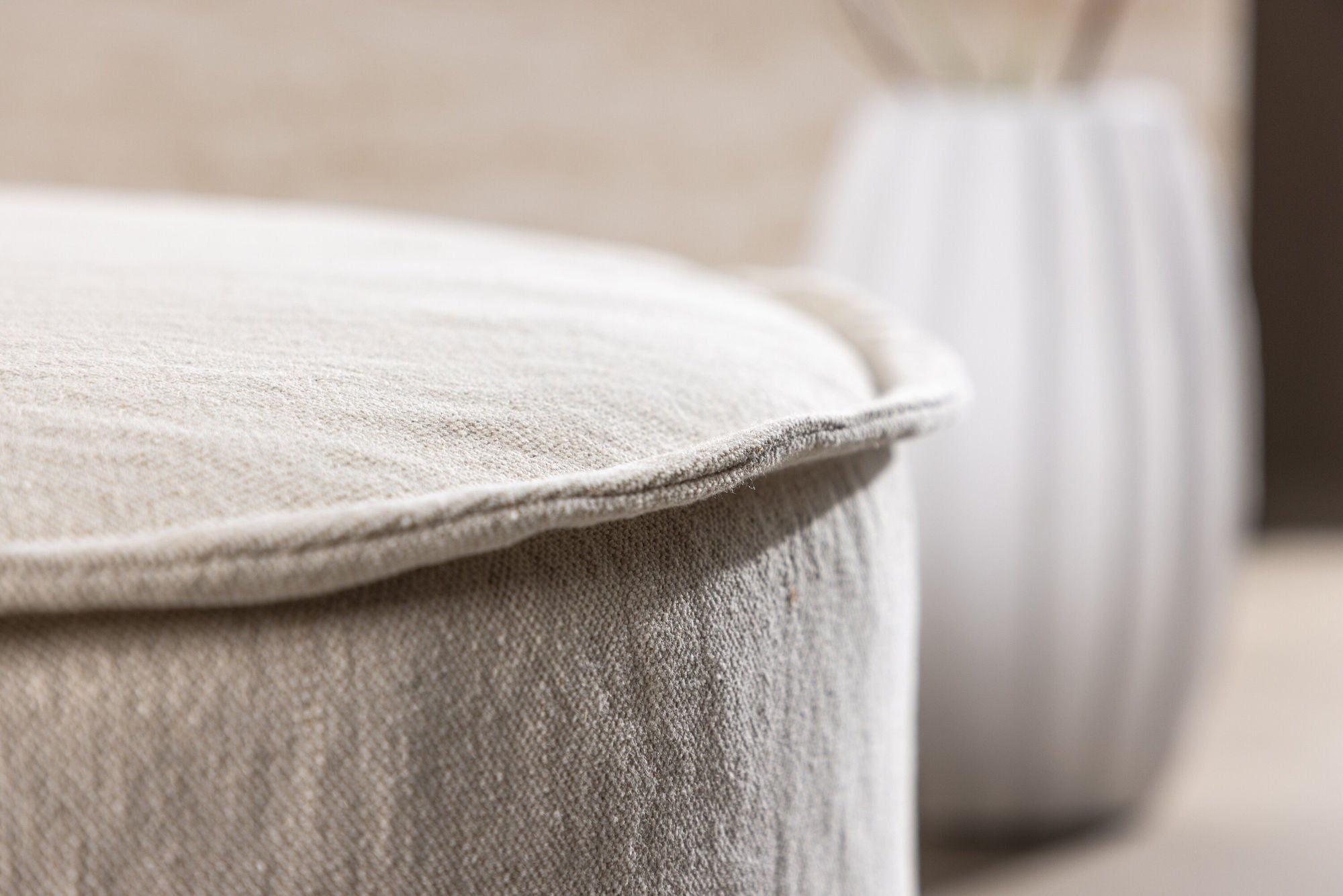 Pouf Vindö aus Leinen Ø101 cm - Beige-Poufs-Vind-le canapé