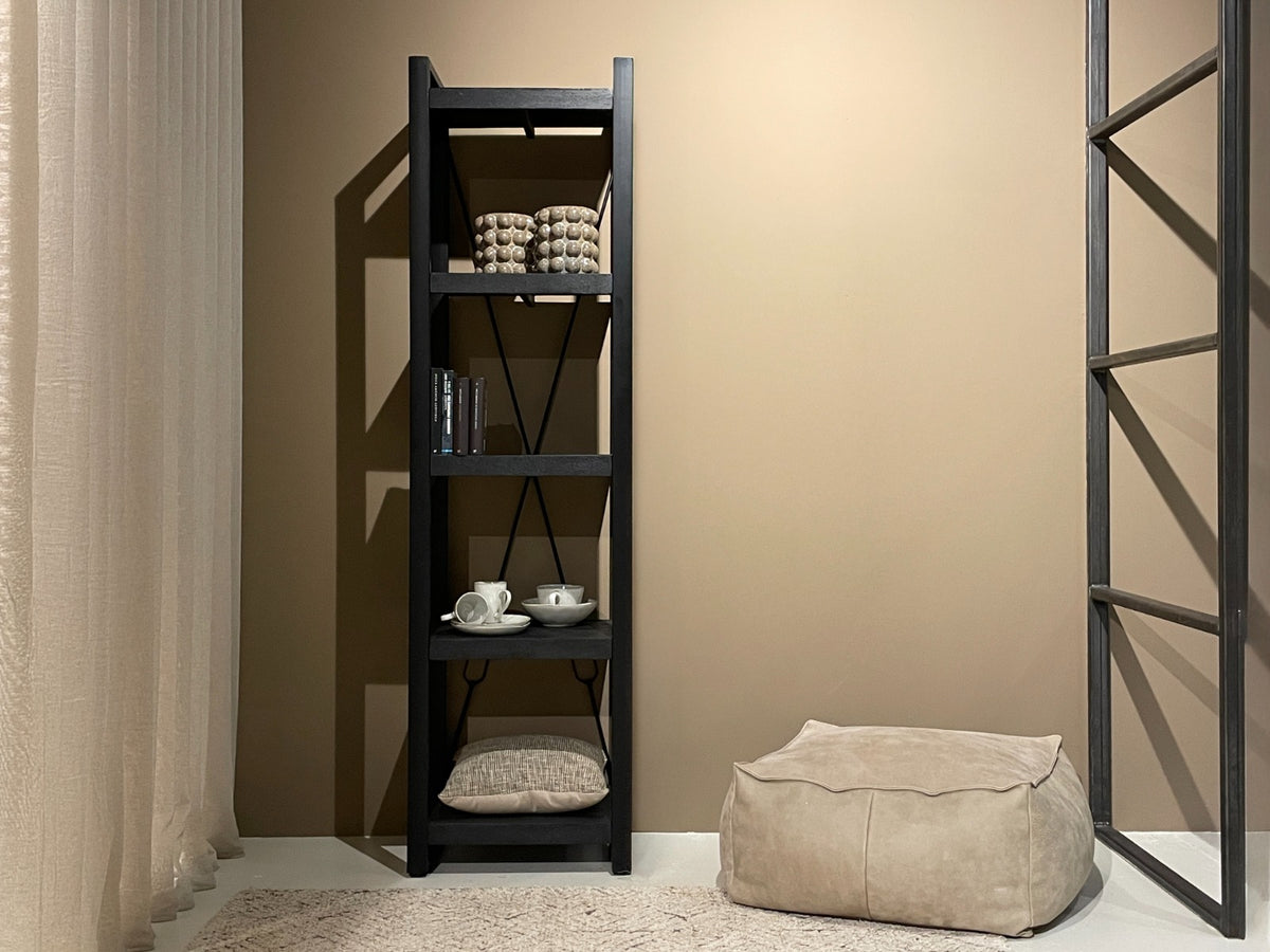 Regal Norris 200cm aus Massivholz - Schwarz-Regale-Livingfurn-le canapé