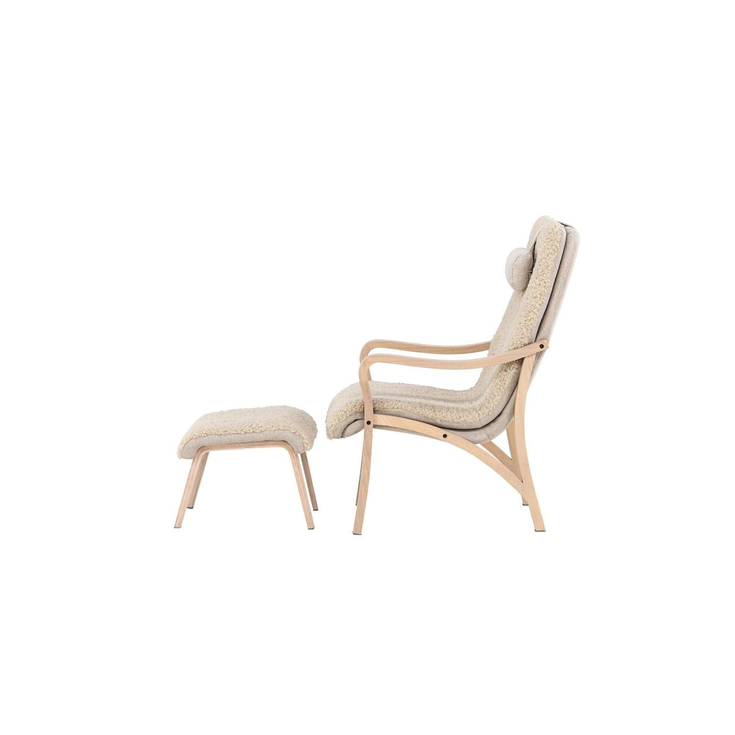 Relaxsessel Farö mit Hocker aus Teddy Bouclé - Beige-Relaxsessel-Venture Home-le canapé