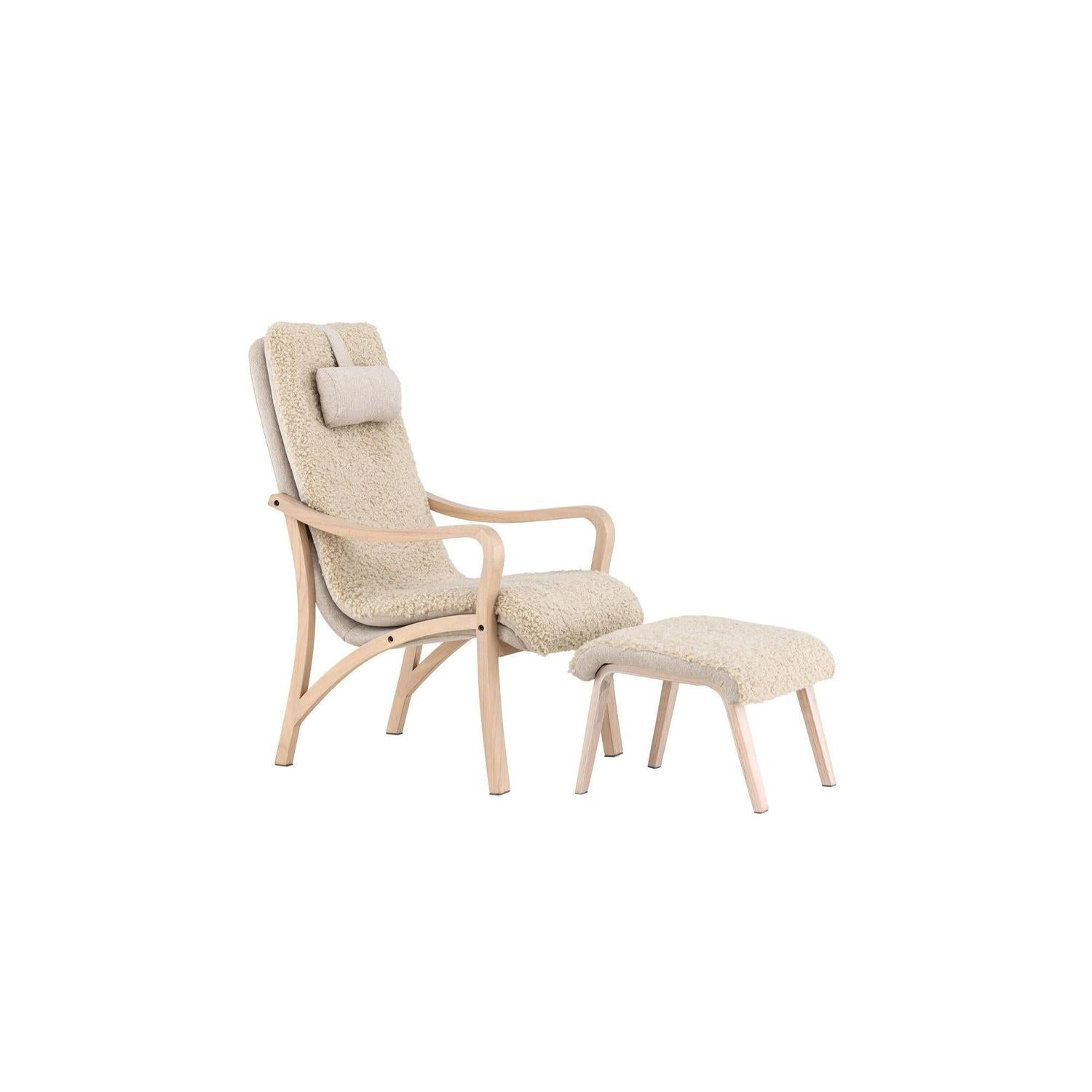 Relaxsessel Farö mit Hocker aus Teddy Bouclé - Beige-Relaxsessel-Venture Home-le canapé