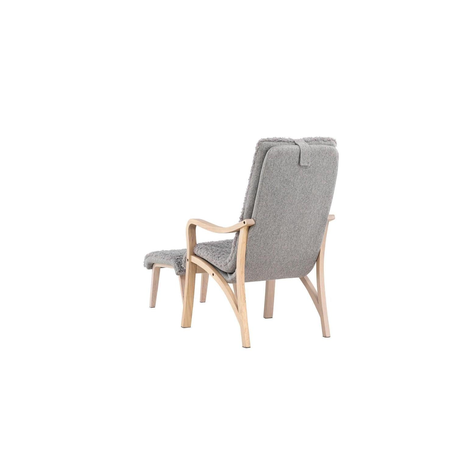 Relaxsessel Fårö mit Hocker aus Teddystoff / Bouclé - Hellgrau-Relaxsessel-Venture Home-le canapé