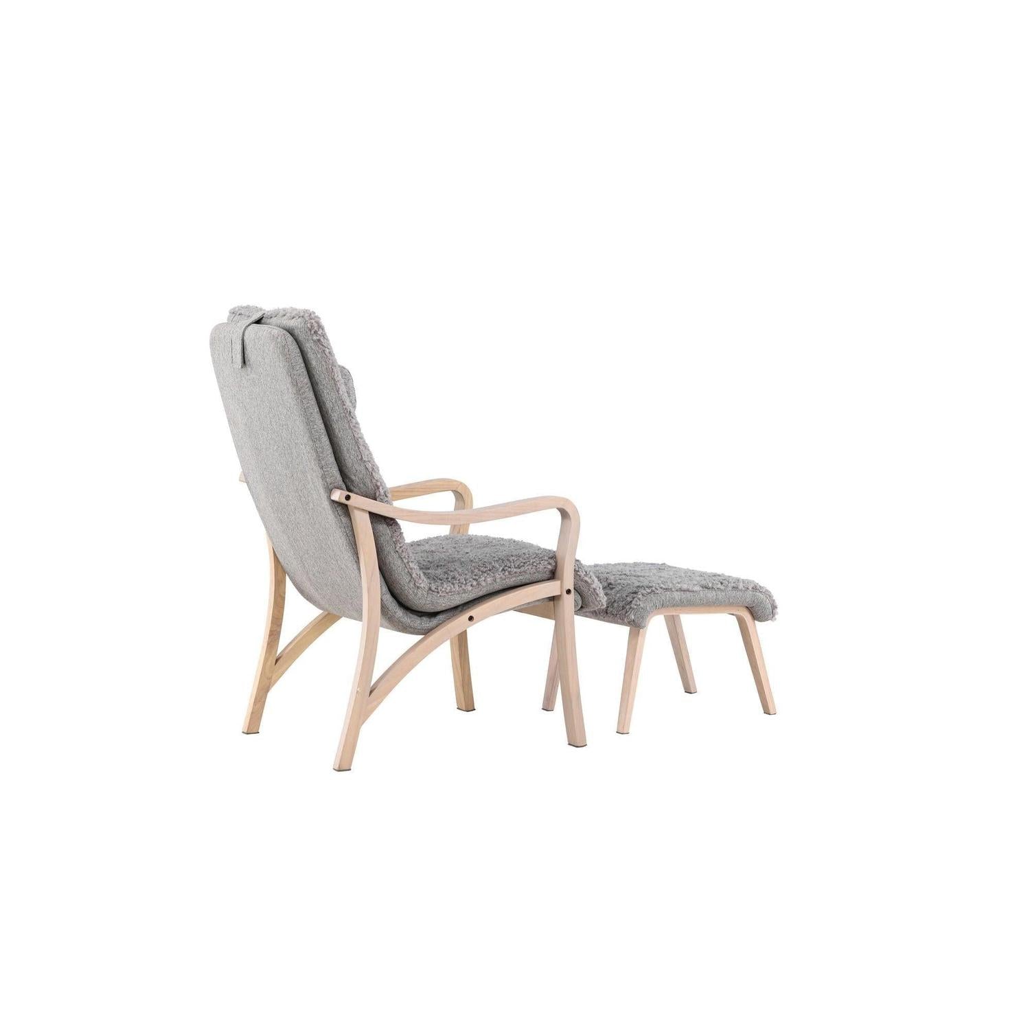 Relaxsessel Fårö mit Hocker aus Teddystoff / Bouclé - Hellgrau-Relaxsessel-Venture Home-le canapé