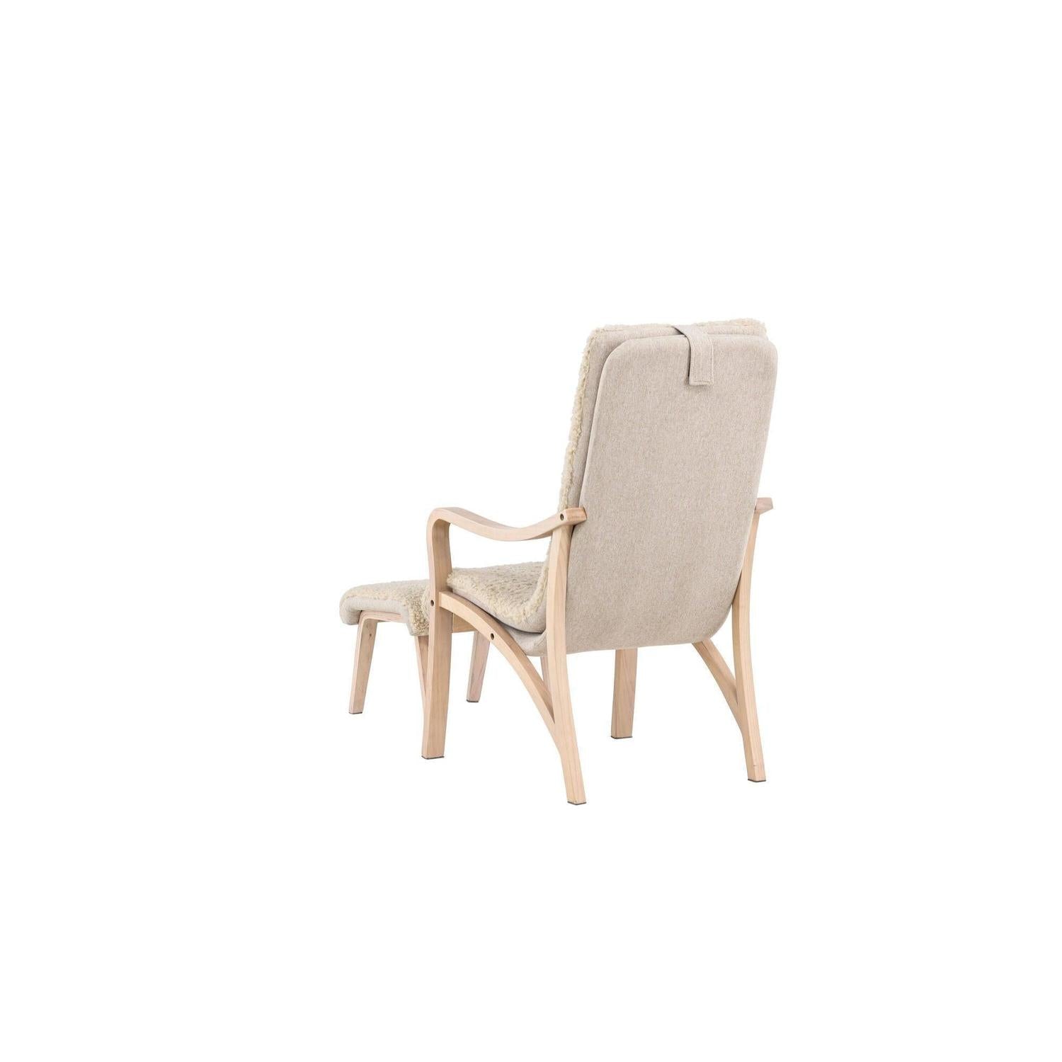 Relaxsessel Fårö mit Hocker aus Teddystoff / Bouclé - Sandfarben-Relaxsessel-Venture Home-le canapé