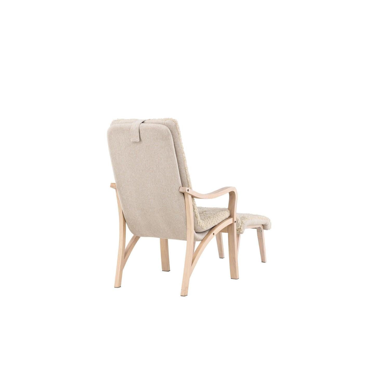 Relaxsessel Fårö mit Hocker aus Teddystoff / Bouclé - Sandfarben-Relaxsessel-Venture Home-le canapé