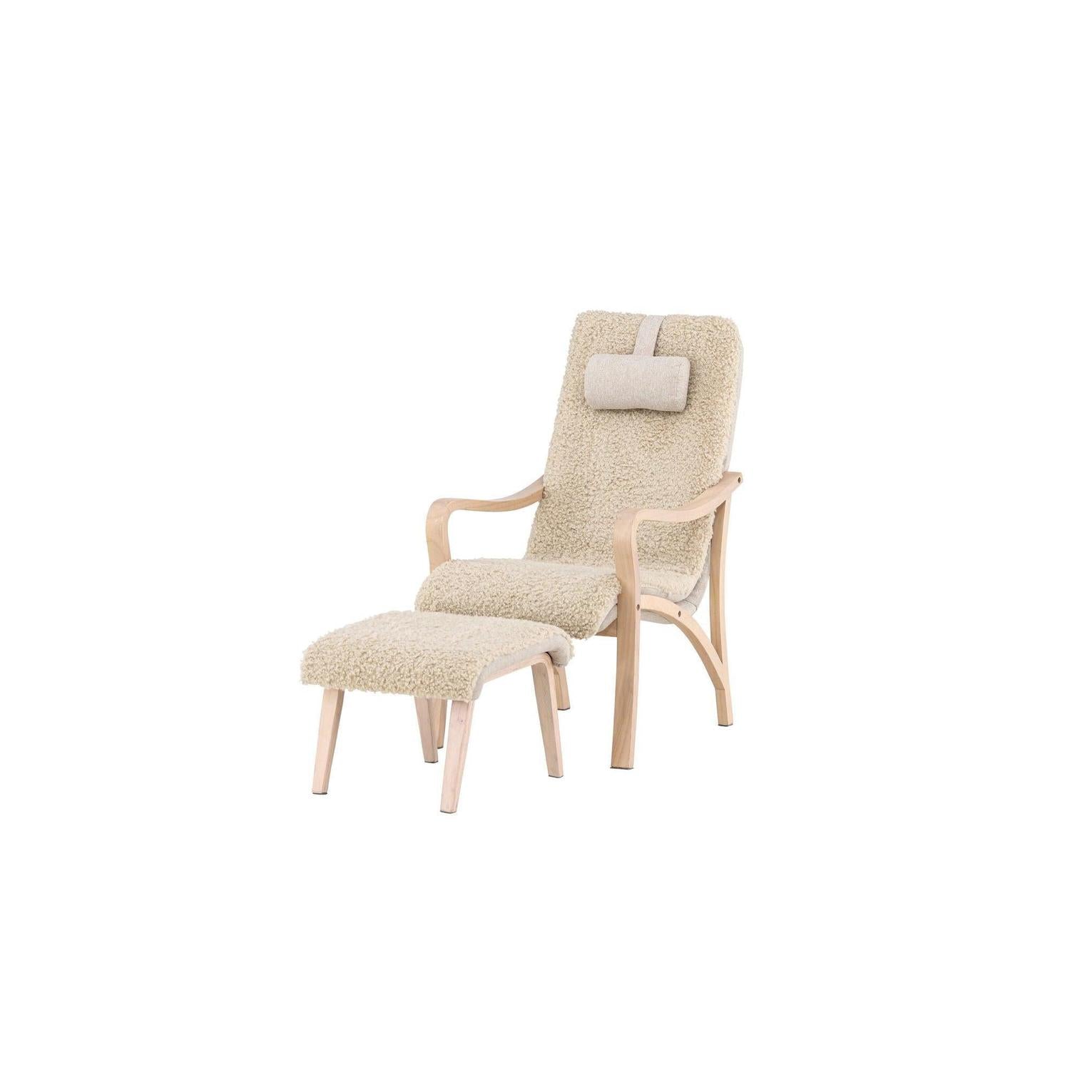 Relaxsessel Fårö mit Hocker aus Teddystoff / Bouclé - Sandfarben-Relaxsessel-Venture Home-le canapé