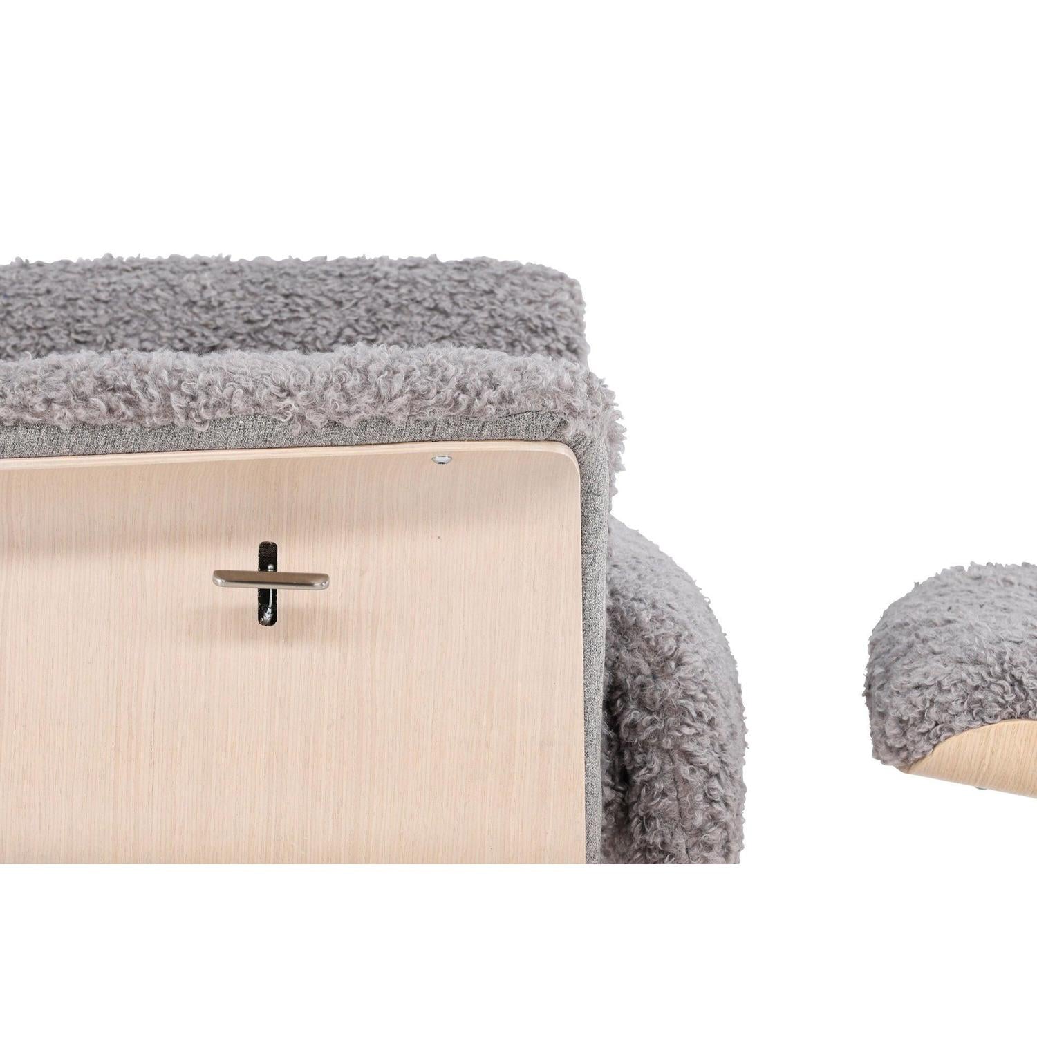 Relaxsessel Hagön mit Fußhocker aus Teddy Bouclé - Grau-Relaxsessel-Venture Home-le canapé