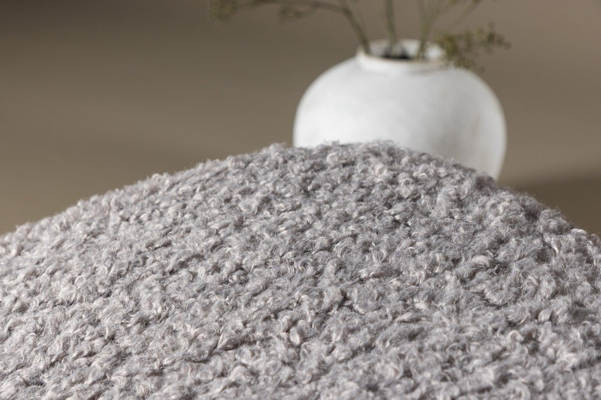 Relaxsessel Hagön mit Fußhocker aus Teddy Bouclé - Grau-Relaxsessel-Venture Home-le canapé