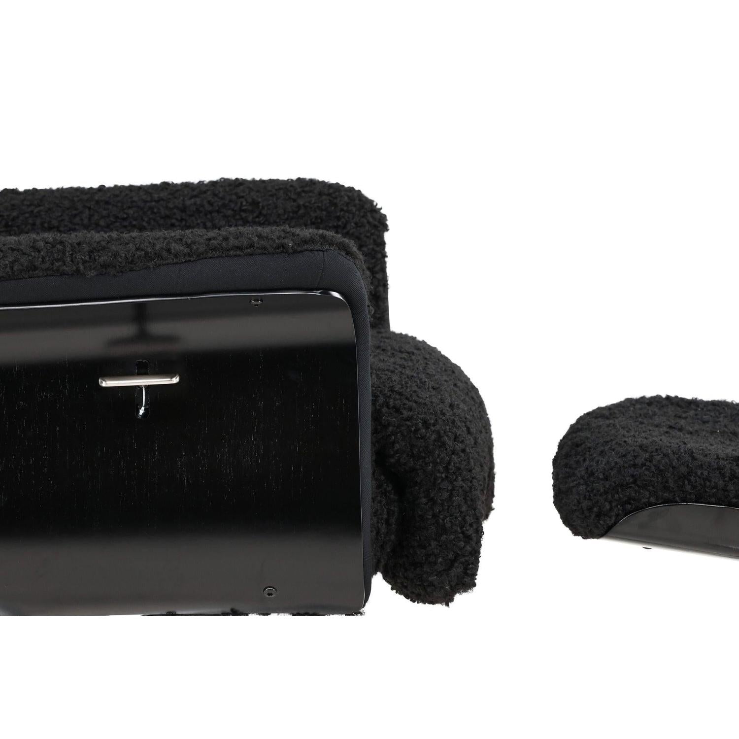 Relaxsessel Hagön mit Fußhocker aus Teddy Bouclé - Schwarz-Relaxsessel-Venture Home-le canapé