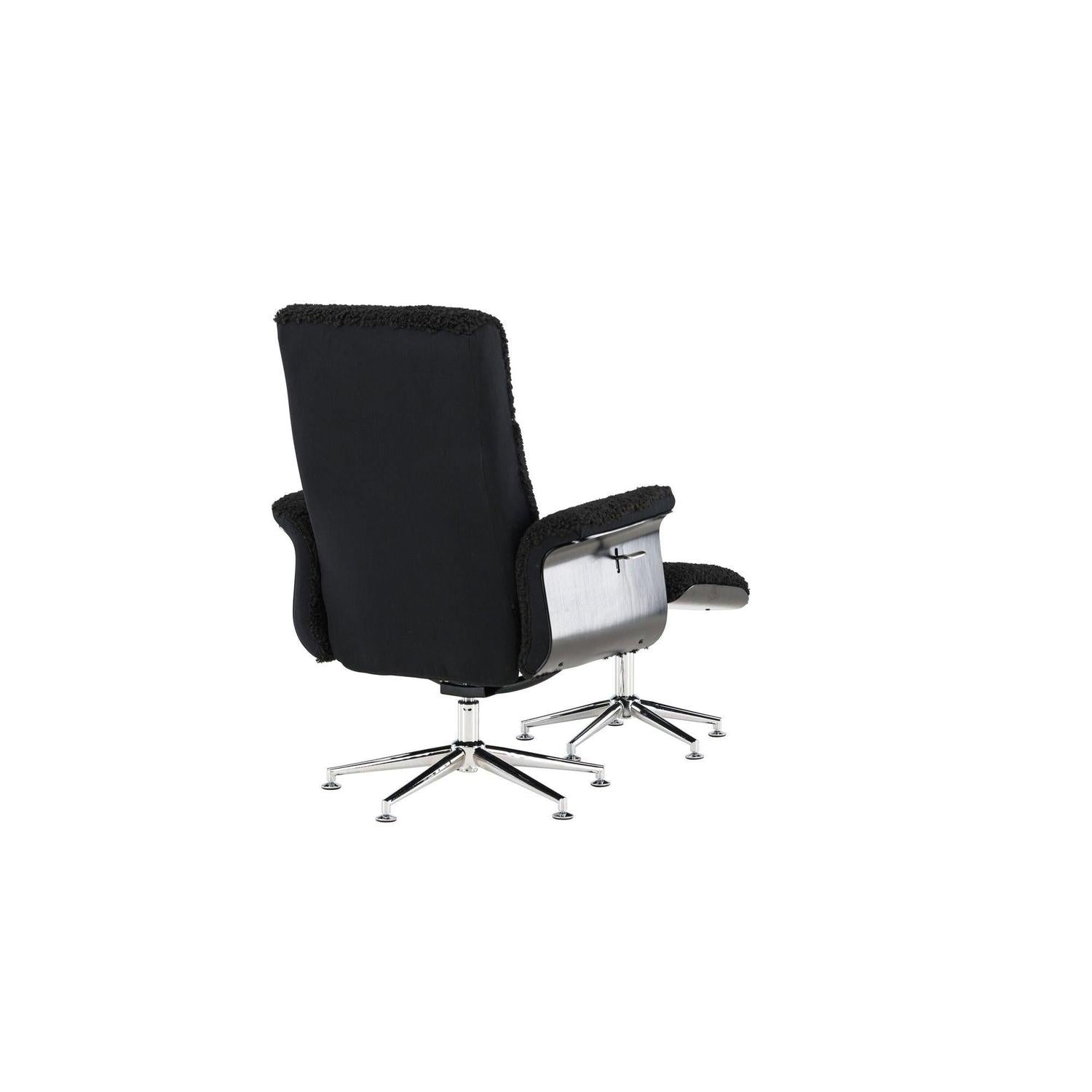 Relaxsessel Hagön mit Fußhocker aus Teddy Bouclé - Schwarz-Relaxsessel-Venture Home-le canapé