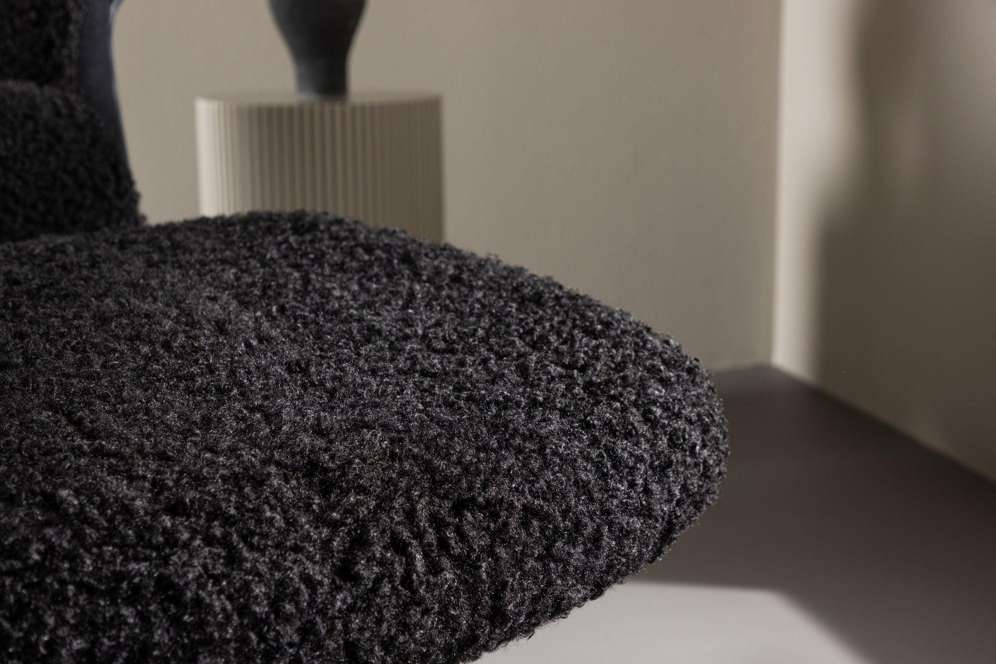 Relaxsessel Hagön mit Fußhocker aus Teddy Bouclé - Schwarz-Relaxsessel-Venture Home-le canapé