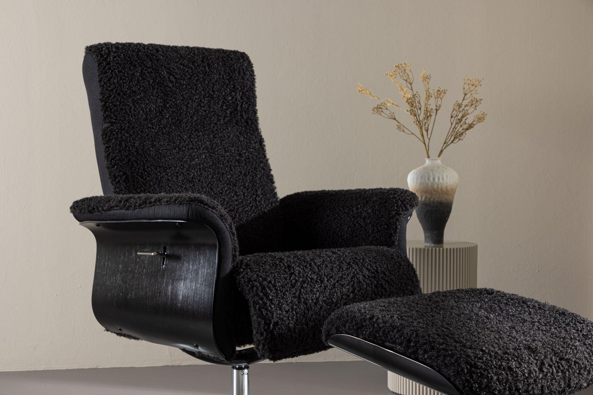 Relaxsessel Hagön mit Fußhocker - Dunkelgrau / Schwarz-Relaxsessel-Venture Home-le canapé