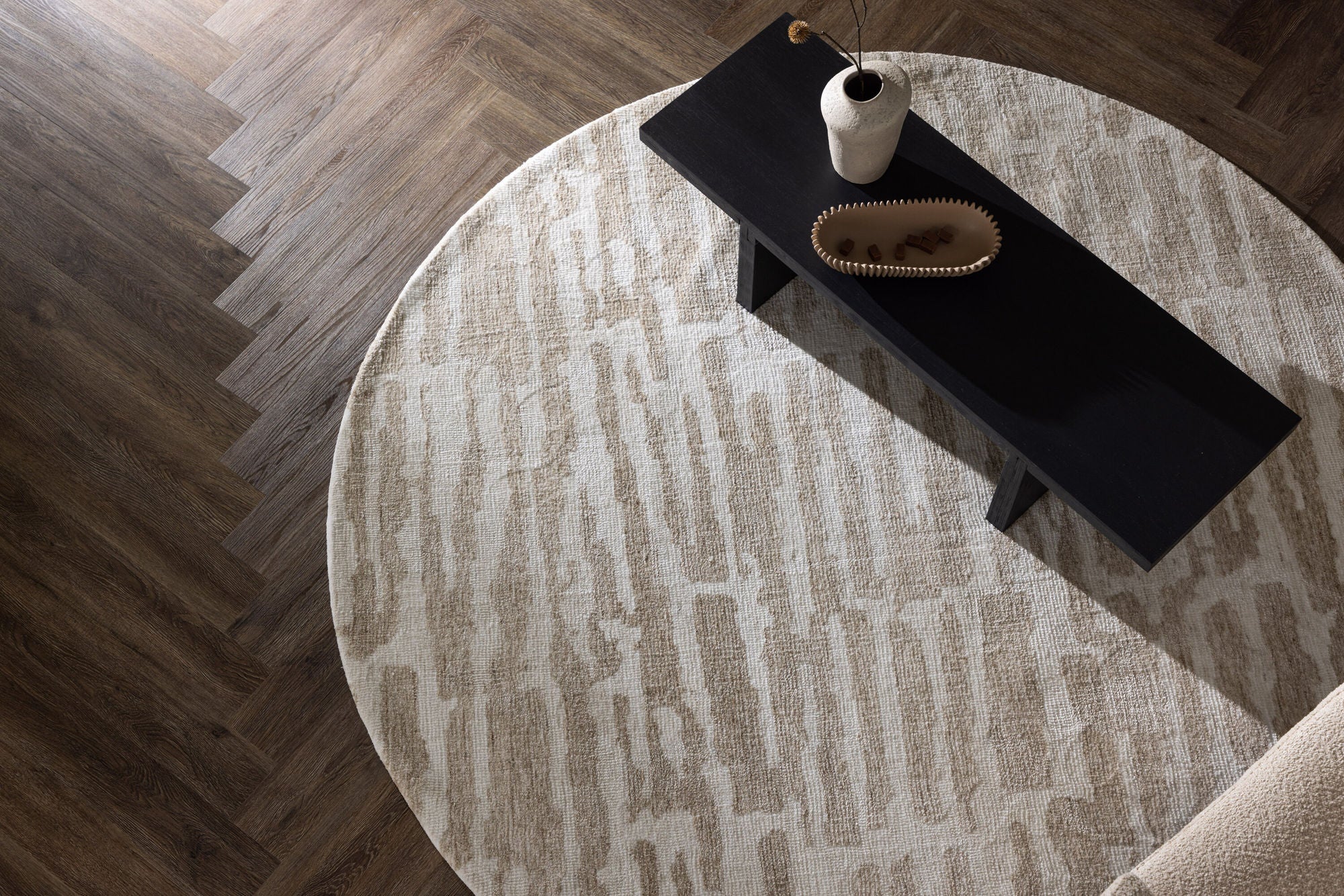 Runder Teppich Milos Ø200cm - Beige-Teppiche-Venture Home-le canapé