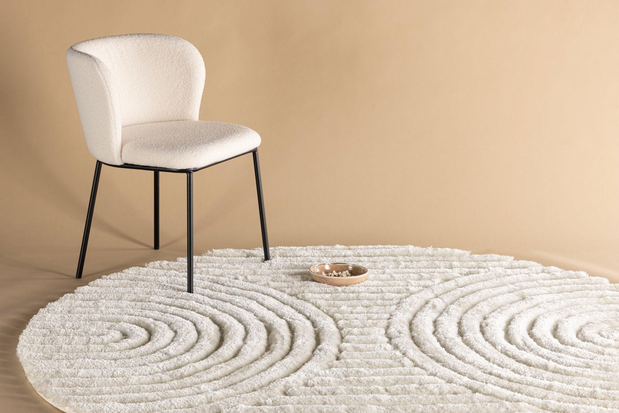Runder Teppich Niklas Ø200cm - Weiß-Teppiche-Venture Home-le canapé
