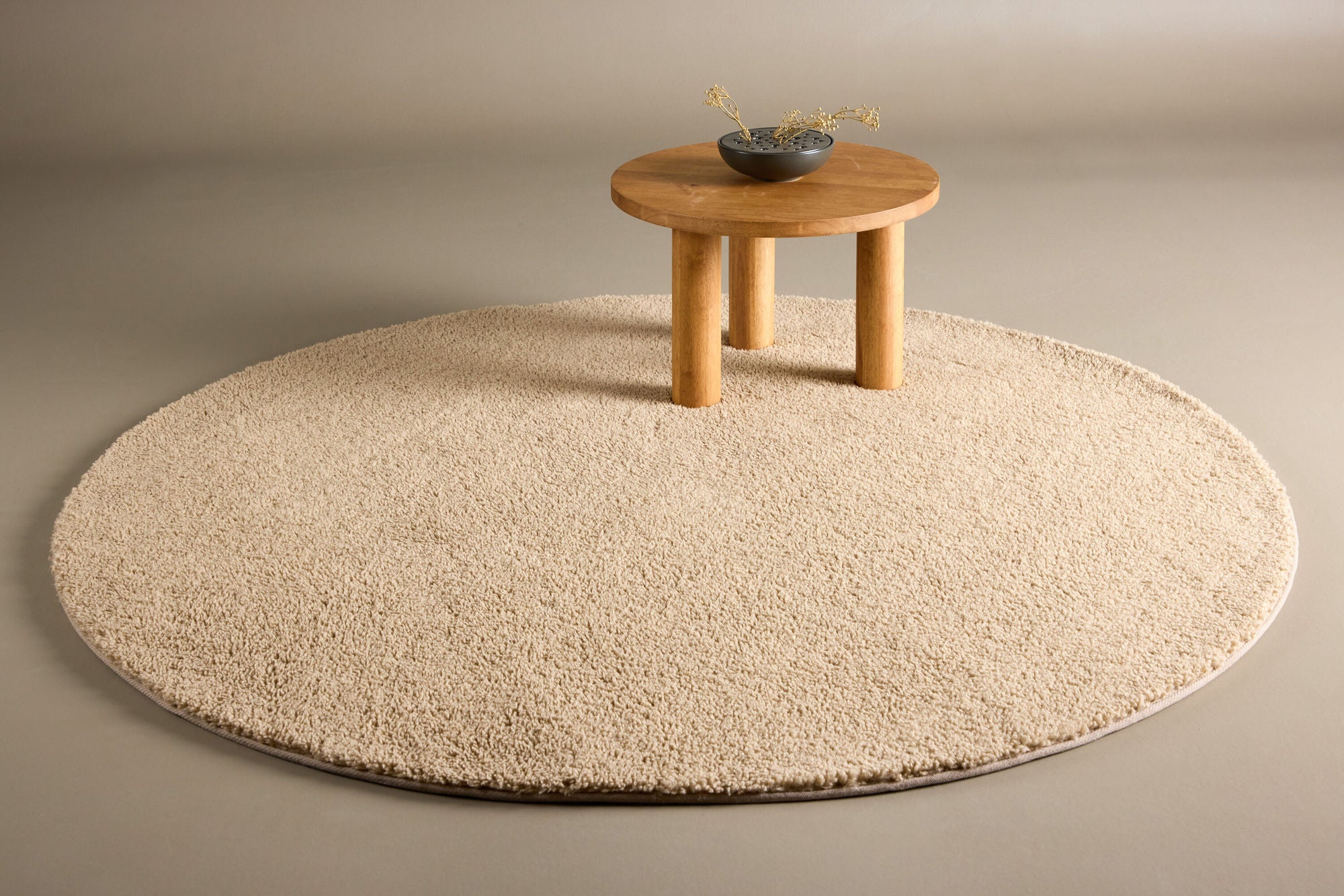 Runder Teppich Teddy Ø200cm aus Bouclé - Beige-Teppiche-Venture Home-le canapé