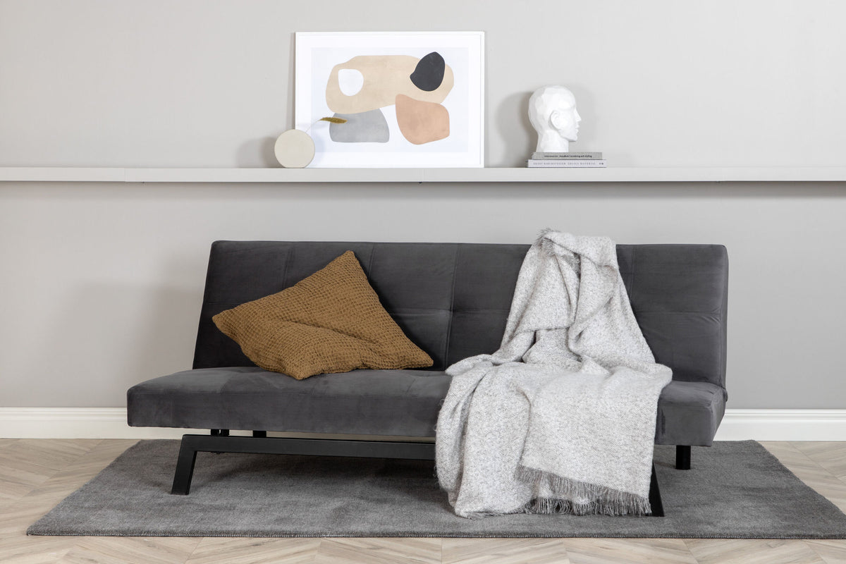 Schlafsofa Bodil aus Samt - Dunkelgrau-Schlafsofas-Venture Home-le canapé