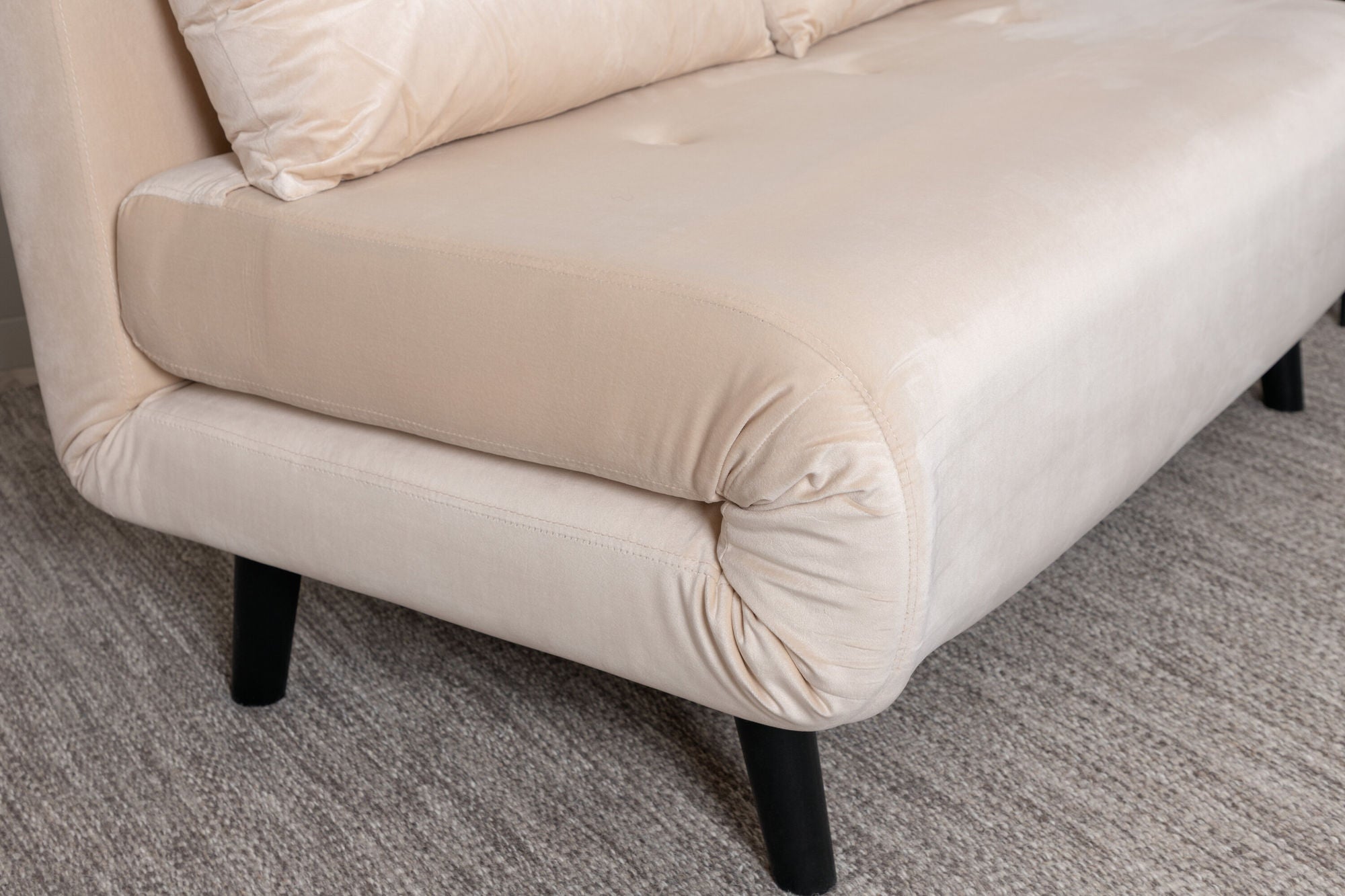 Schlafsofa Vicky Doppel aus Samt - Beige-Schlafsofas-Venture Home-le canapé