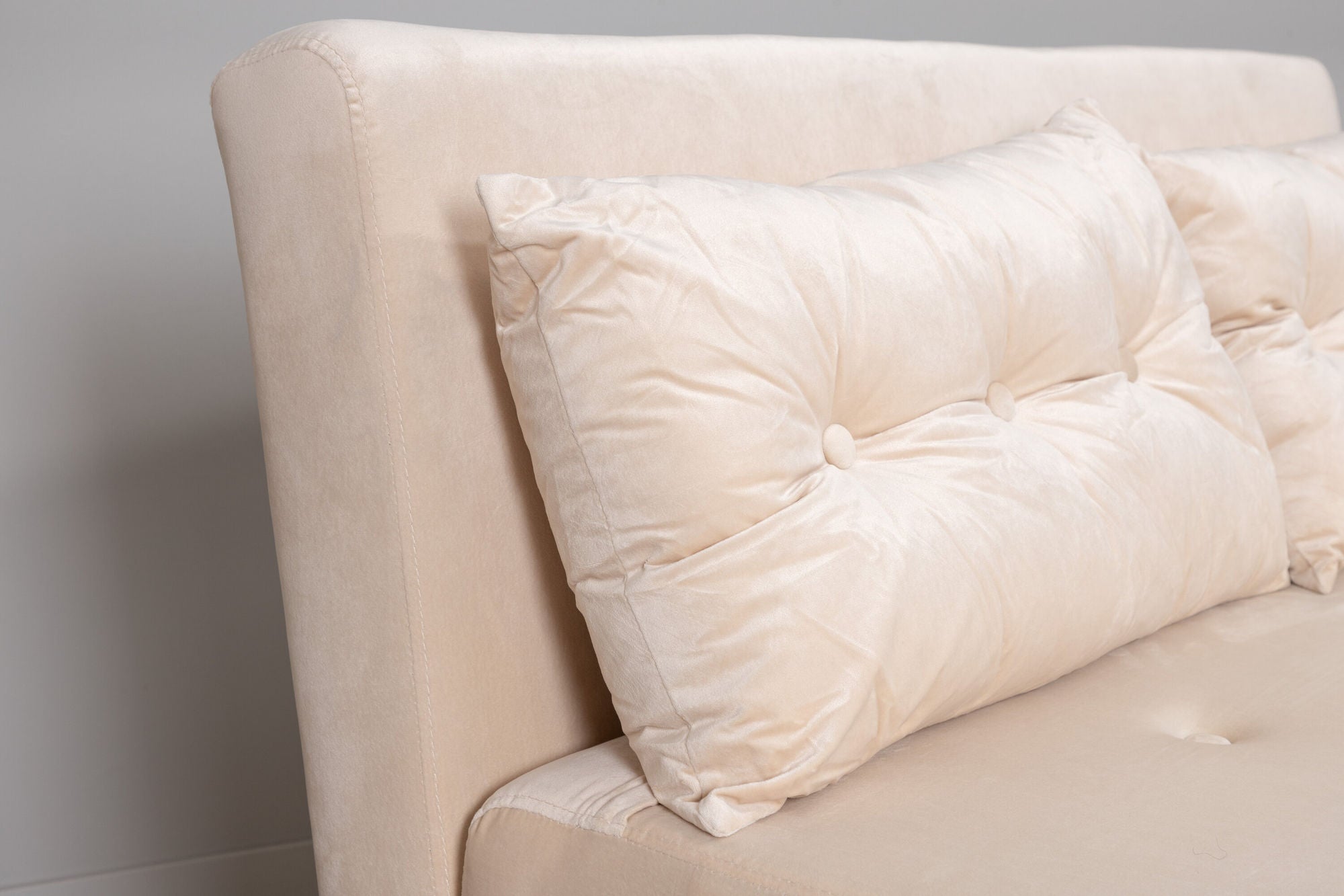Schlafsofa Vicky Doppel aus Samt - Beige-Schlafsofas-Venture Home-le canapé