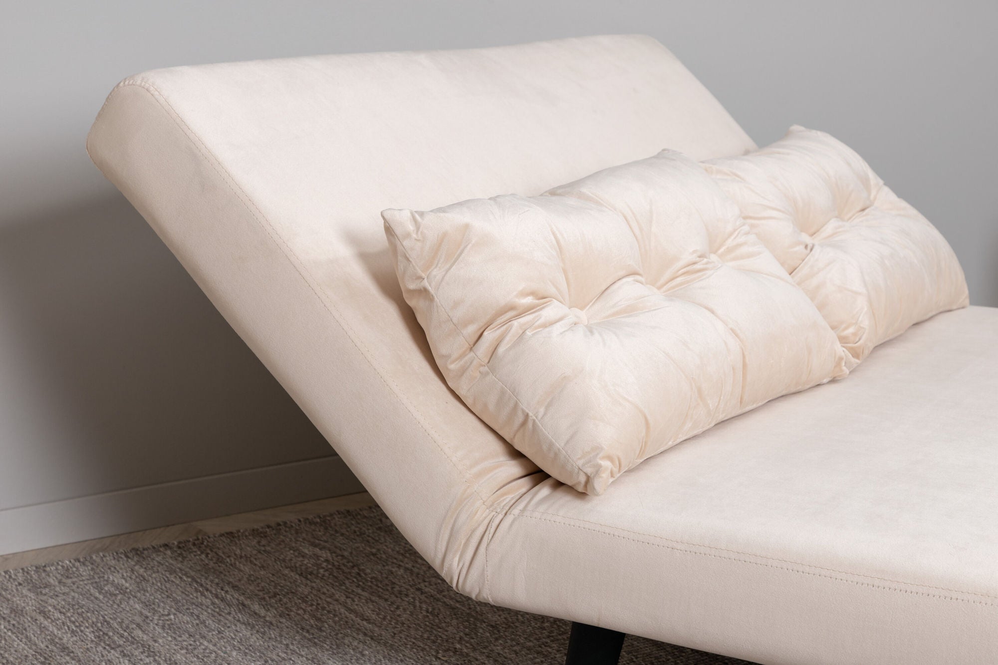Schlafsofa Vicky Doppel aus Samt - Beige-Schlafsofas-Venture Home-le canapé