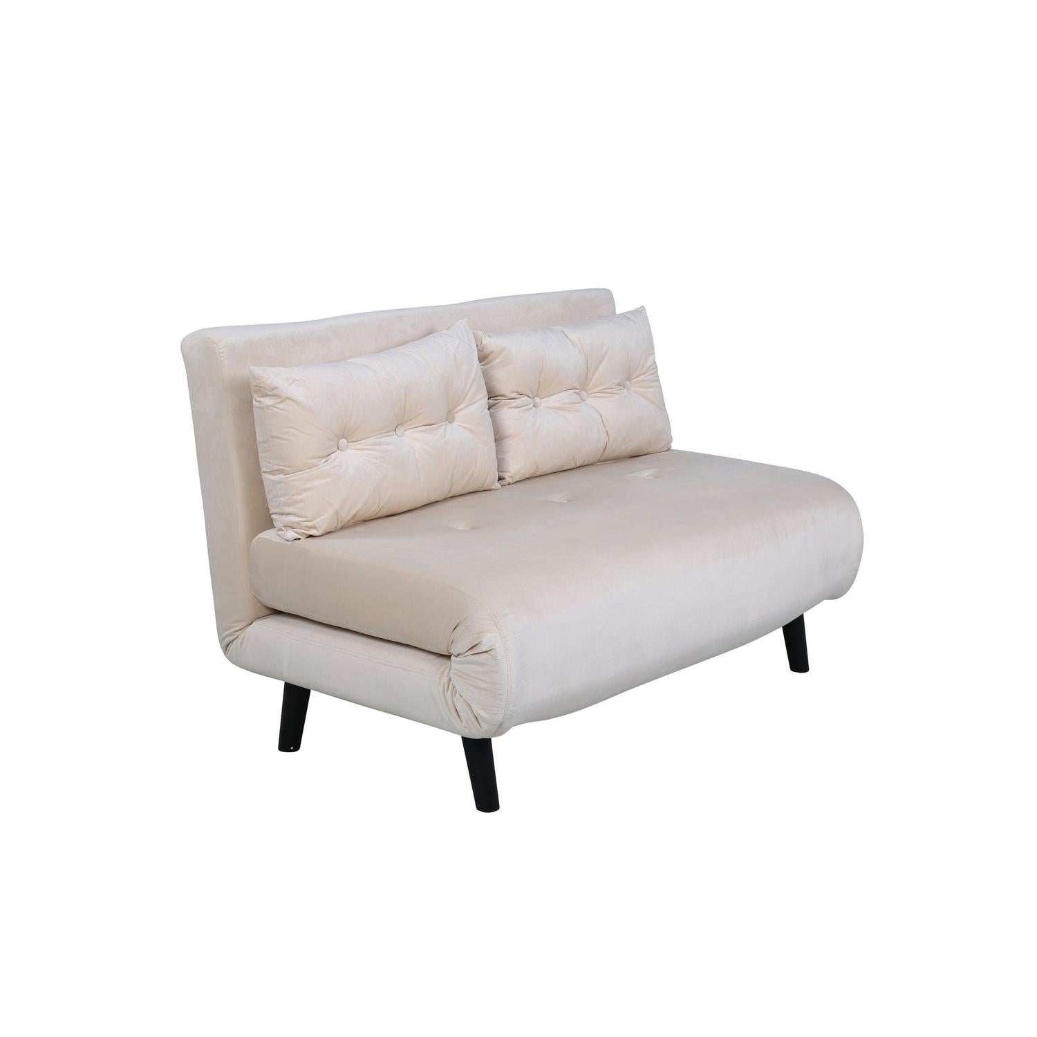 Schlafsofa Vicky Doppel aus Samt - Beige-Schlafsofas-Venture Home-le canapé