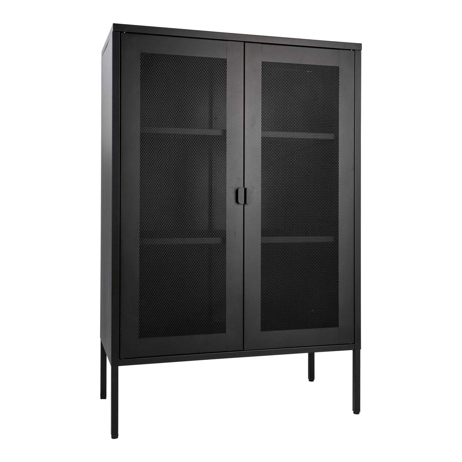Schrank Melbourne mit Gittertüren 120cm - Schwarz-Mehrzweckschränke-House Nordic-le canapé