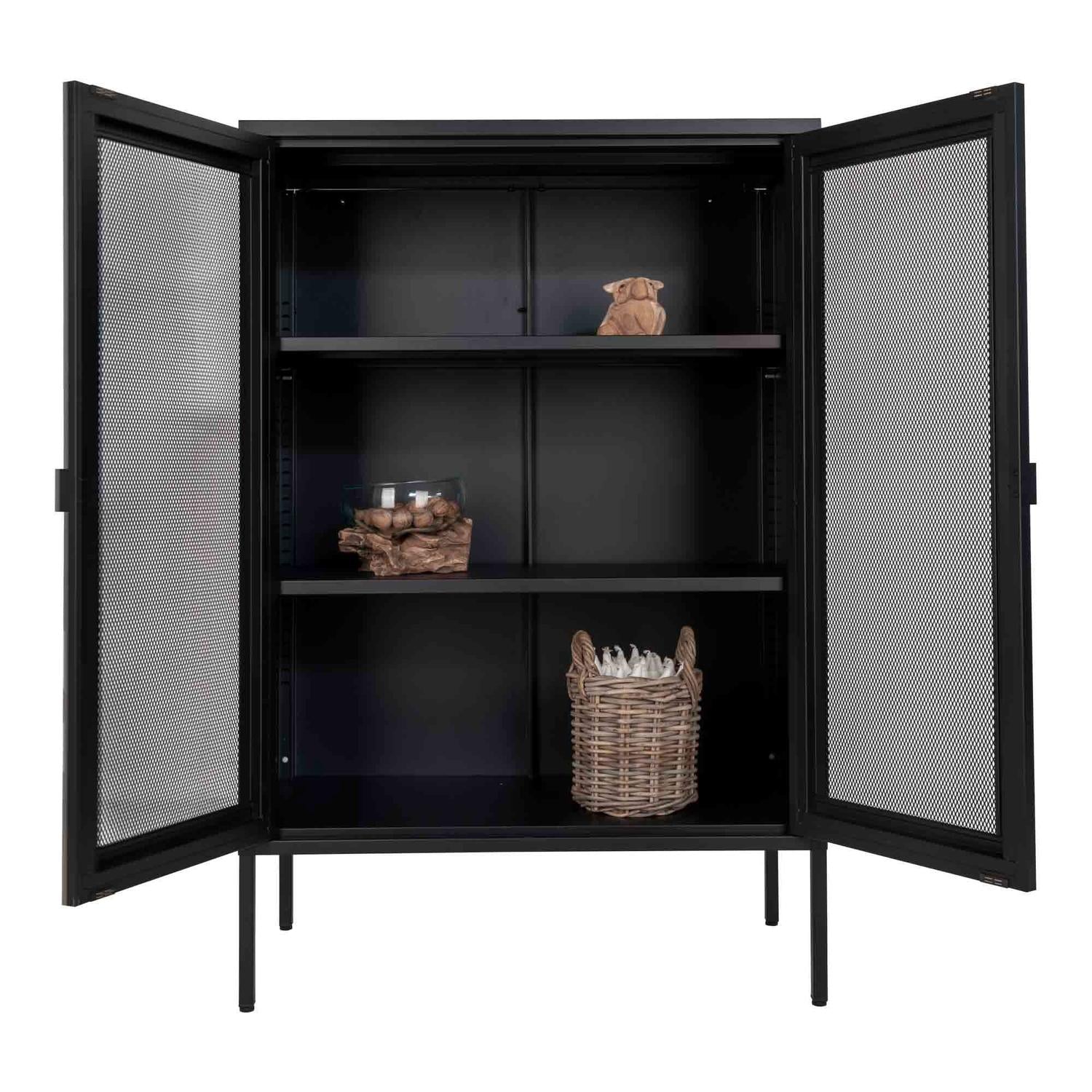 Schrank Melbourne mit Gittertüren 120cm - Schwarz-Mehrzweckschränke-House Nordic-le canapé