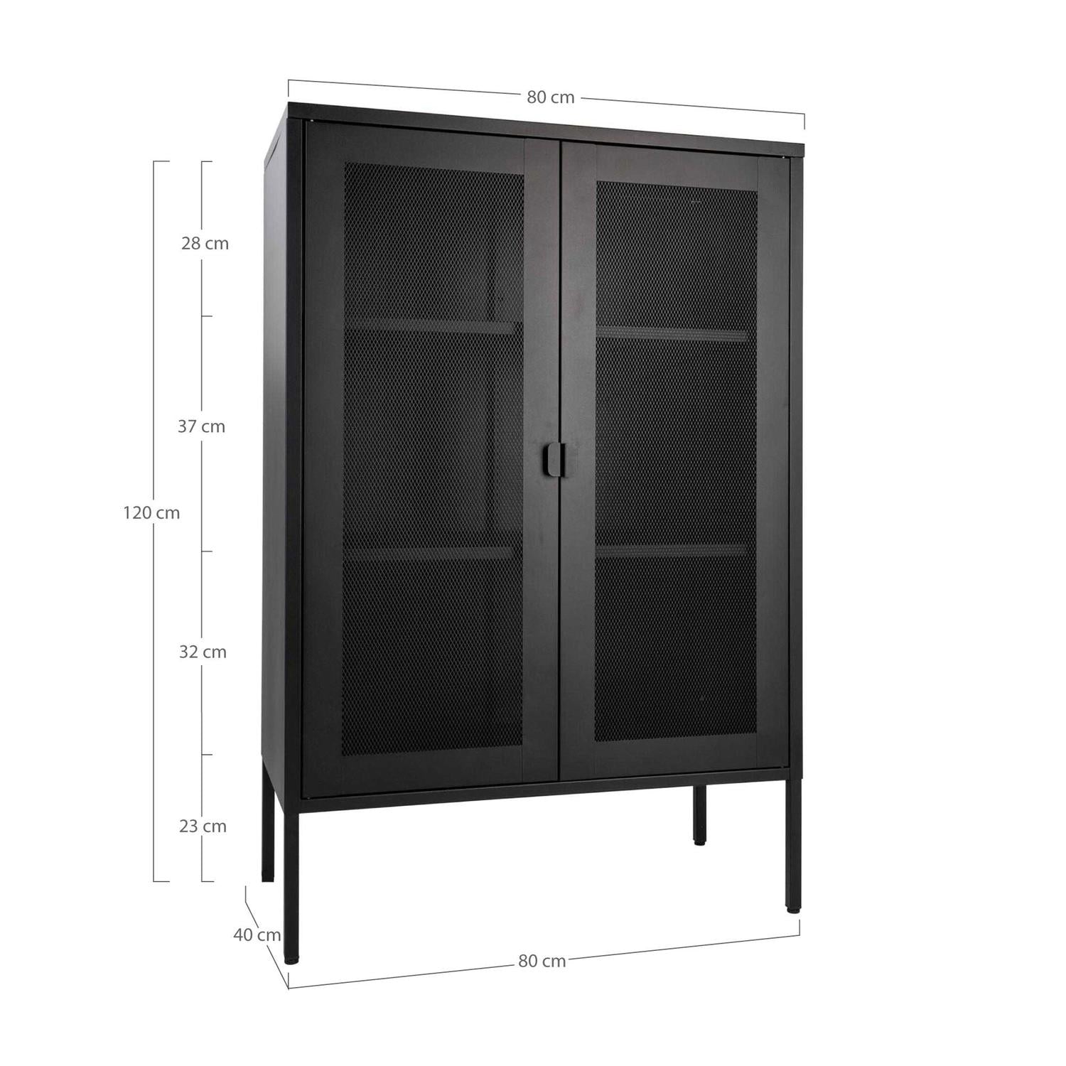 Schrank Melbourne mit Gittertüren 120cm - Schwarz-Mehrzweckschränke-House Nordic-le canapé